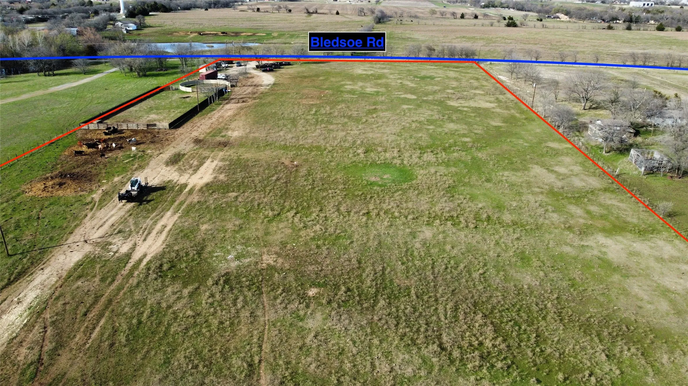 Overview of rural landscape with property parcel outlined
