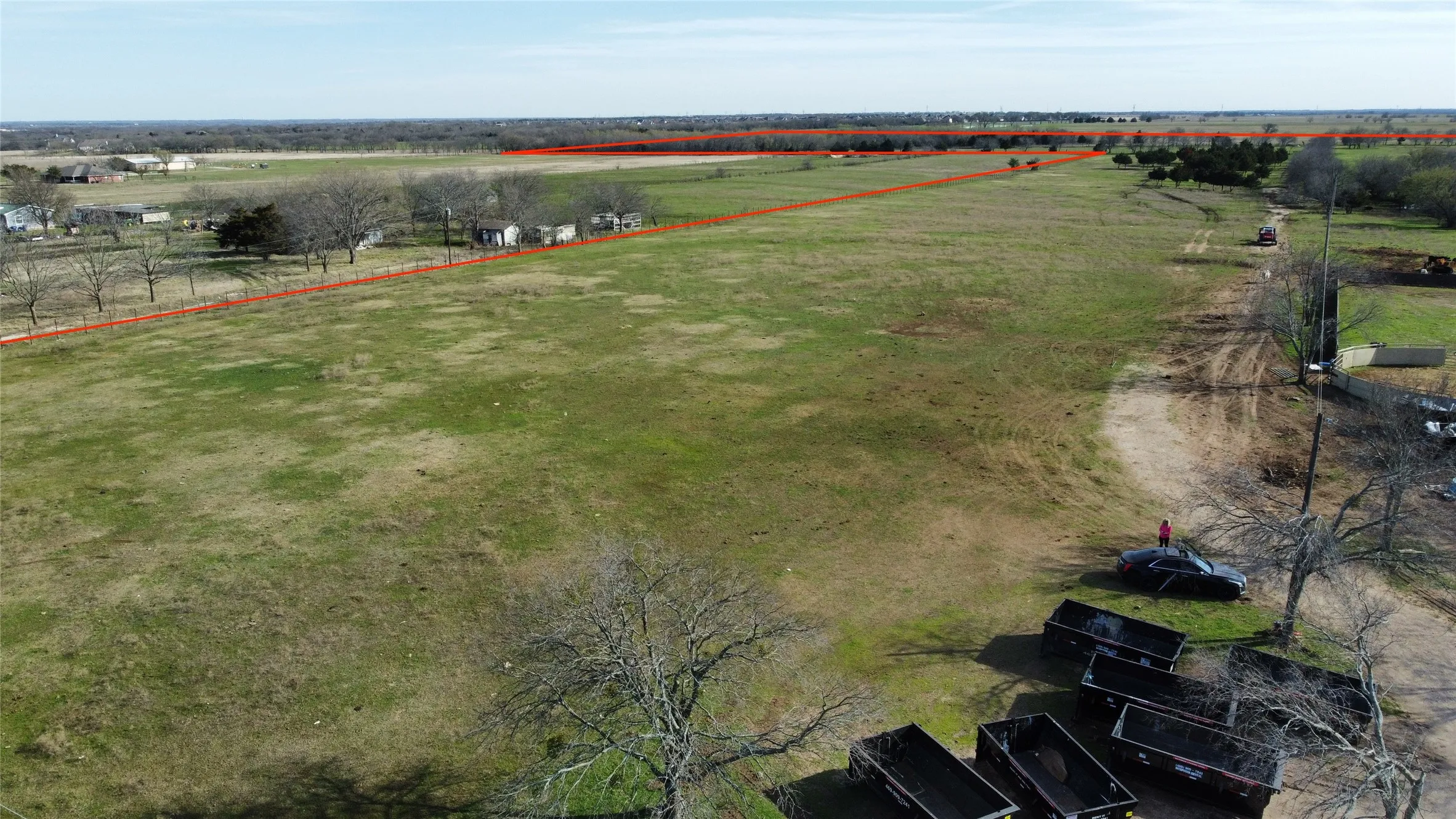 Overview of rural landscape with property boundaries highlighted