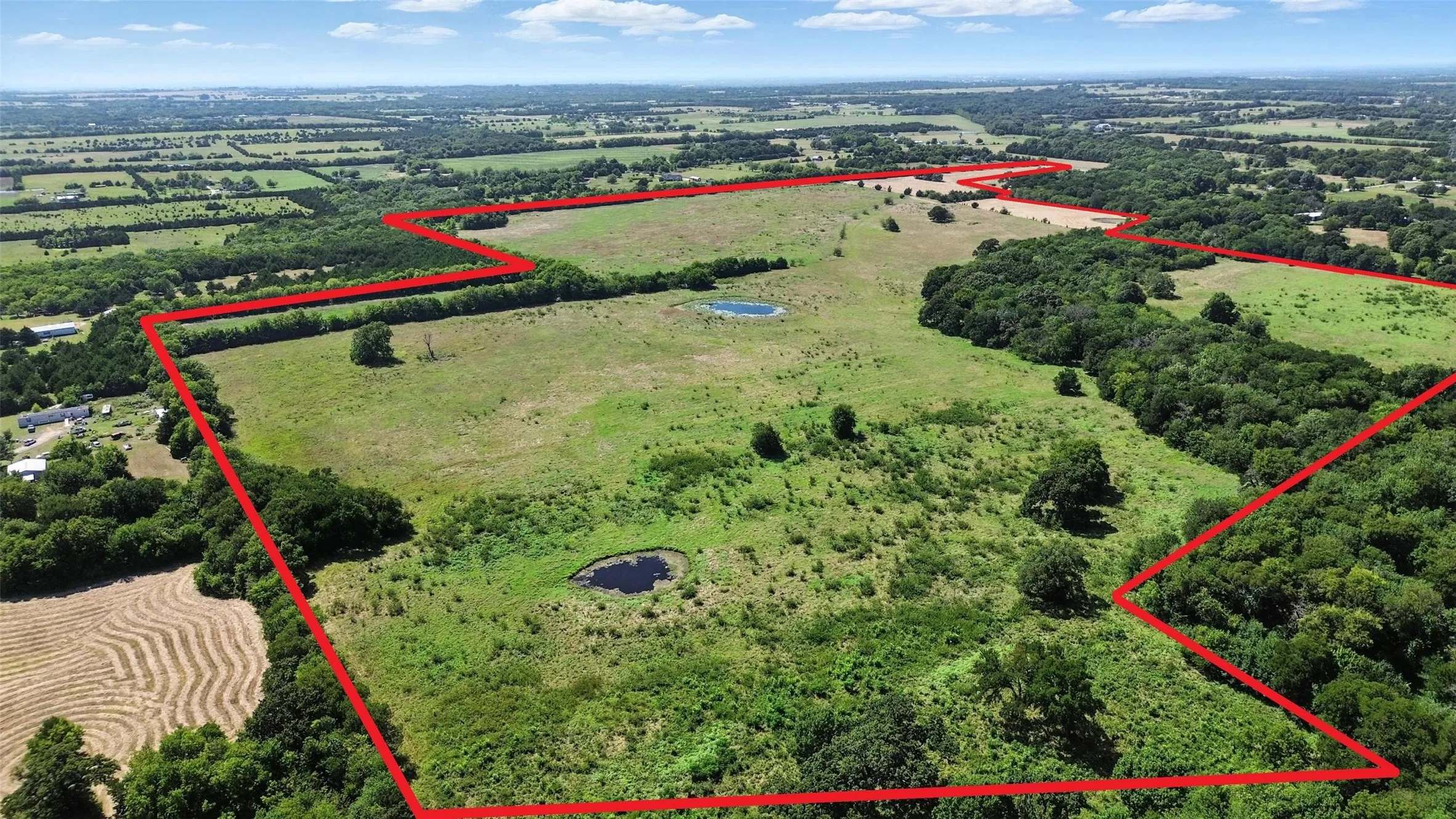 View of rural area with property boundaries highlighted