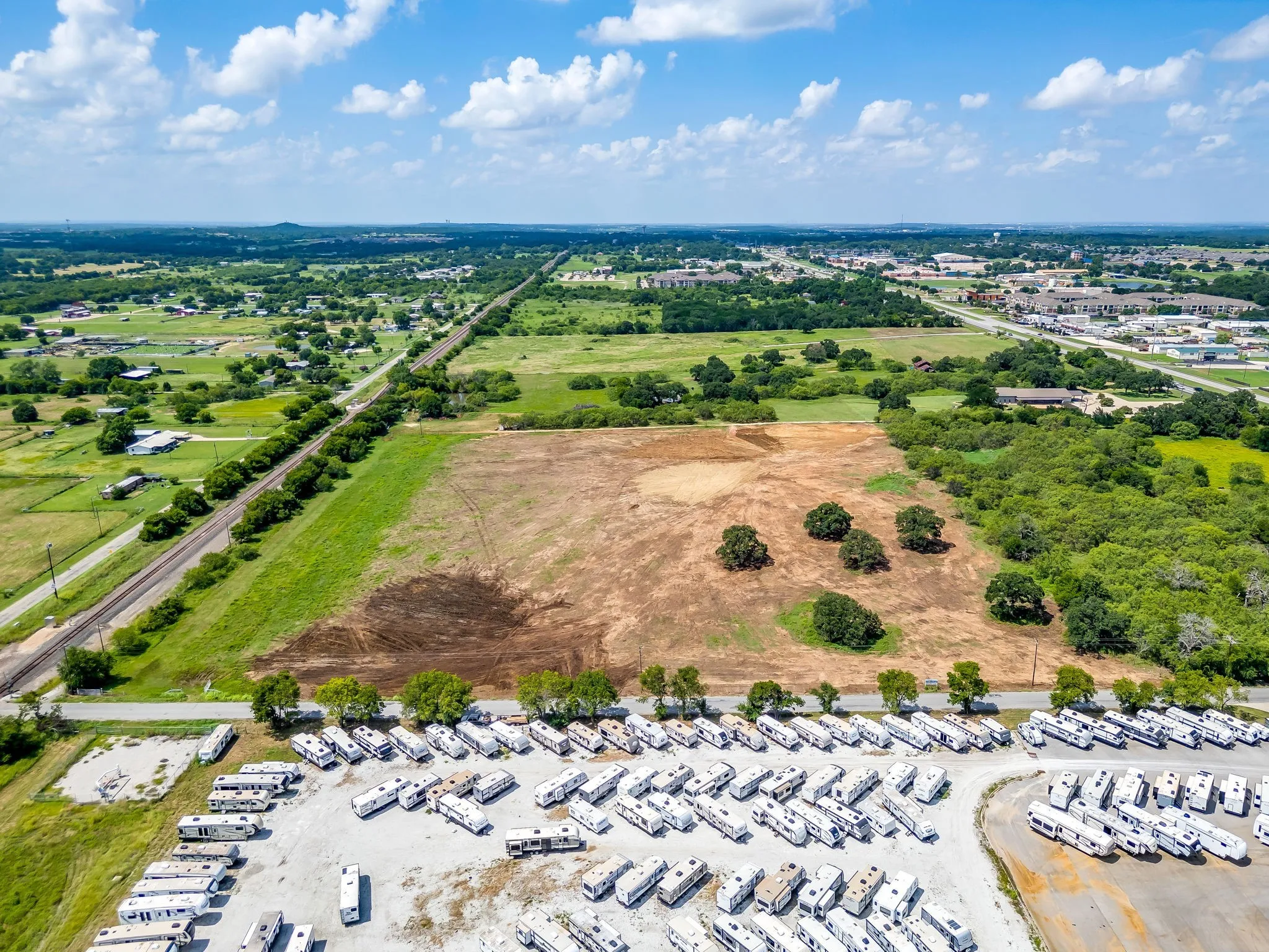 Aerial view of sparsely populated area