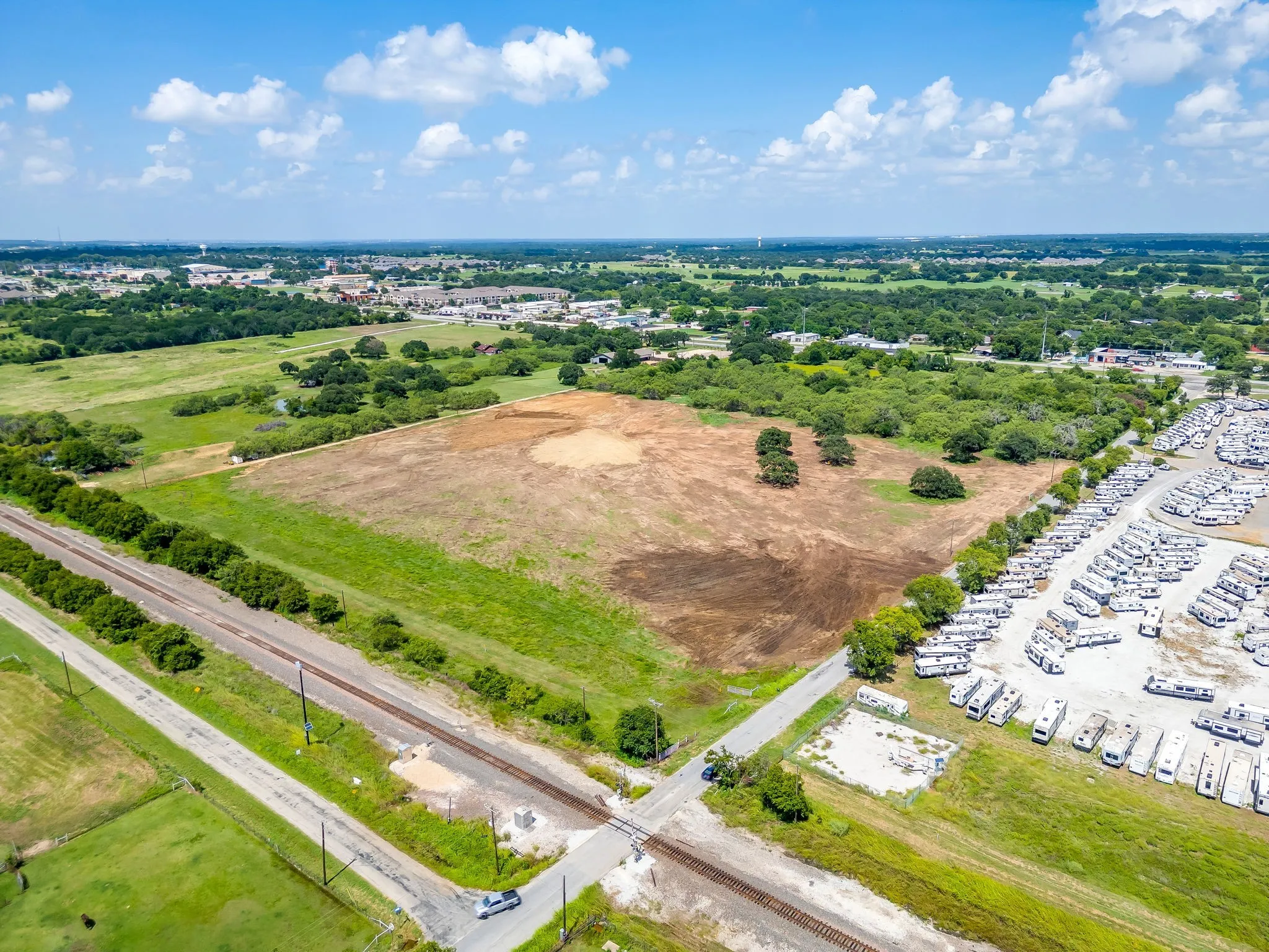 Drone / aerial view of a tree filled landscape