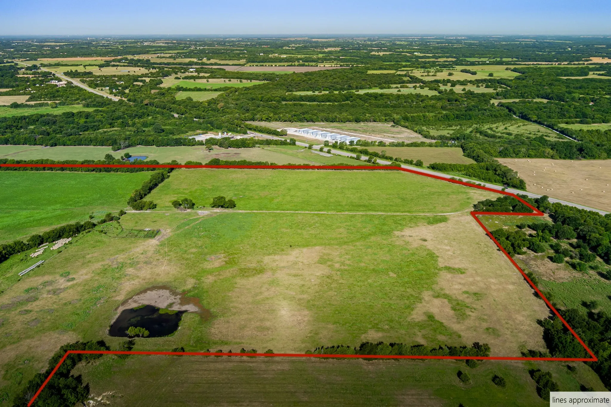 View of rural area with a pastoral area and property parcel outlined