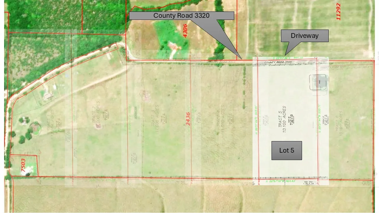 Aerial map of property and surrounding area with property parcel outlined