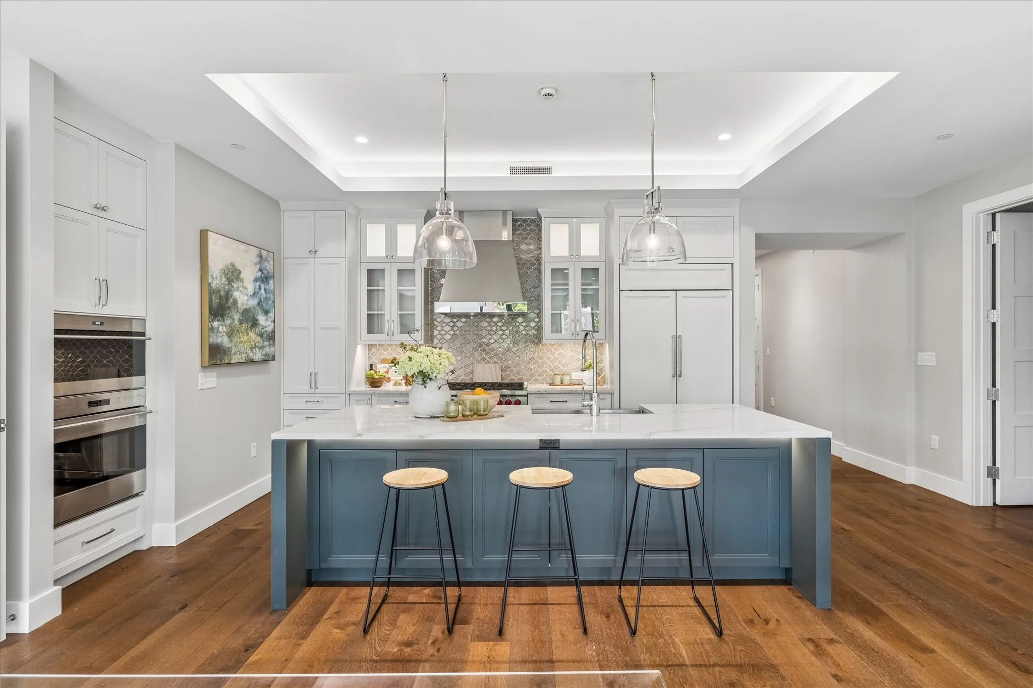 Quartzite countertop on Center Island and under counter stoarge.
