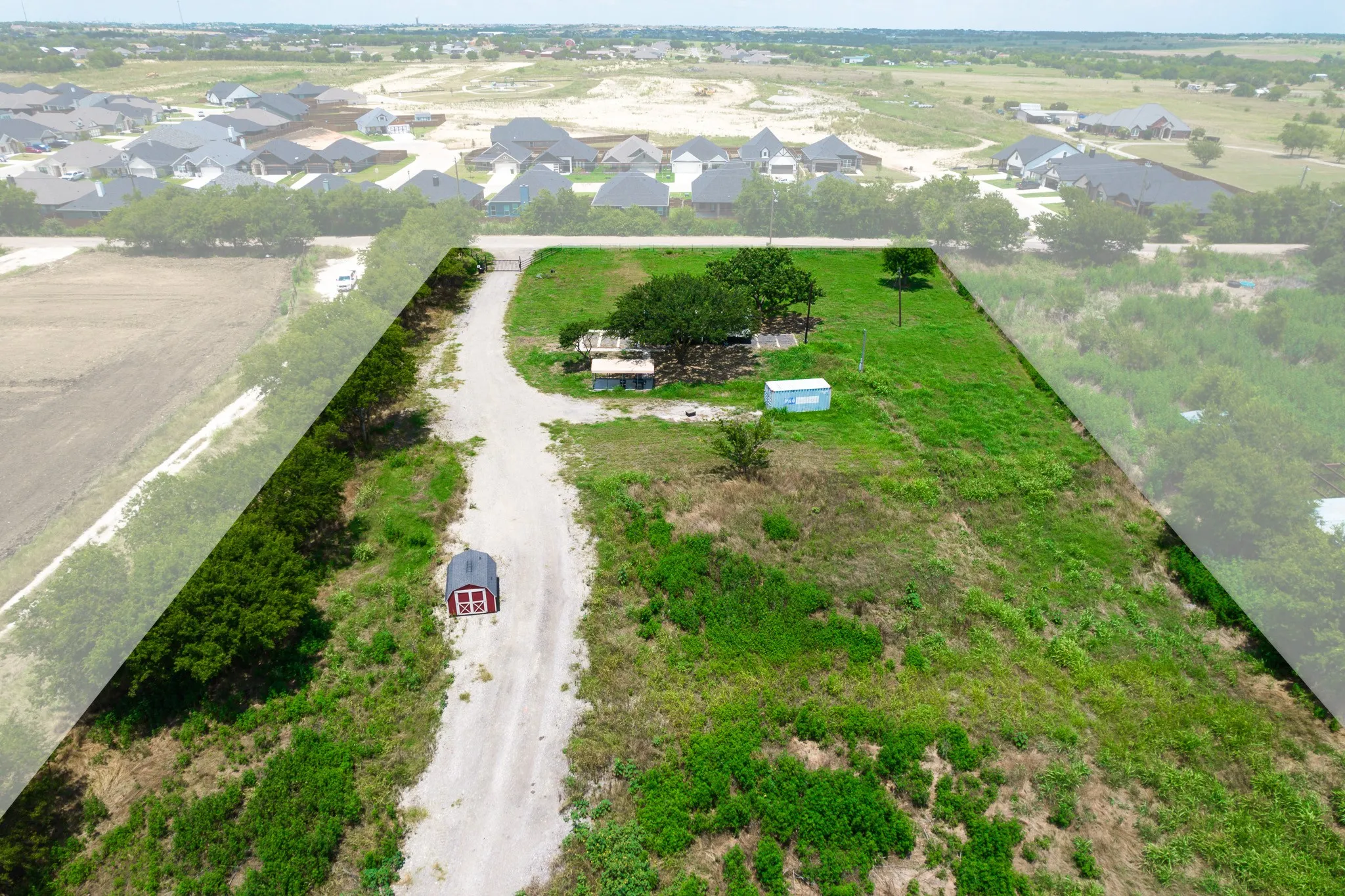 Aerial perspective of suburban area