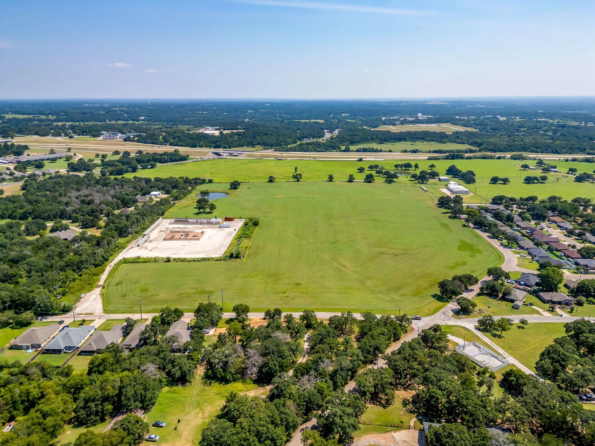 Bird's eye view of a tree filled landscape