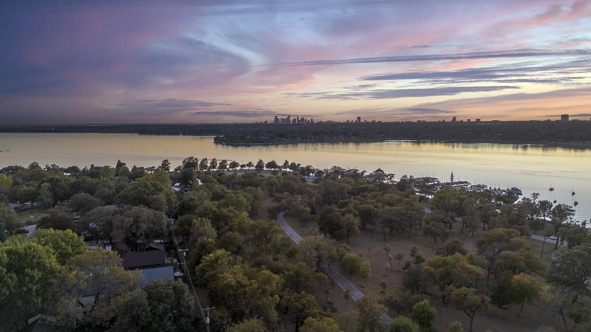 Sunset over White Rock Lake, moments from your front door