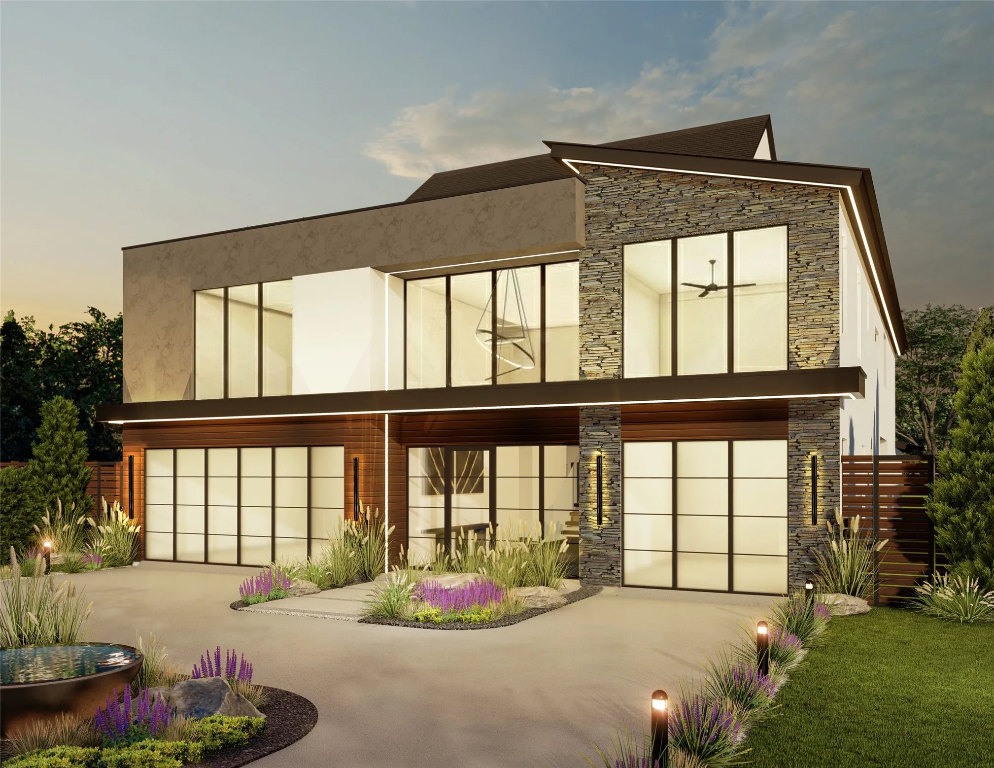 Architect's rendering: striking three-story contemporary rising now at 9431 Waterview