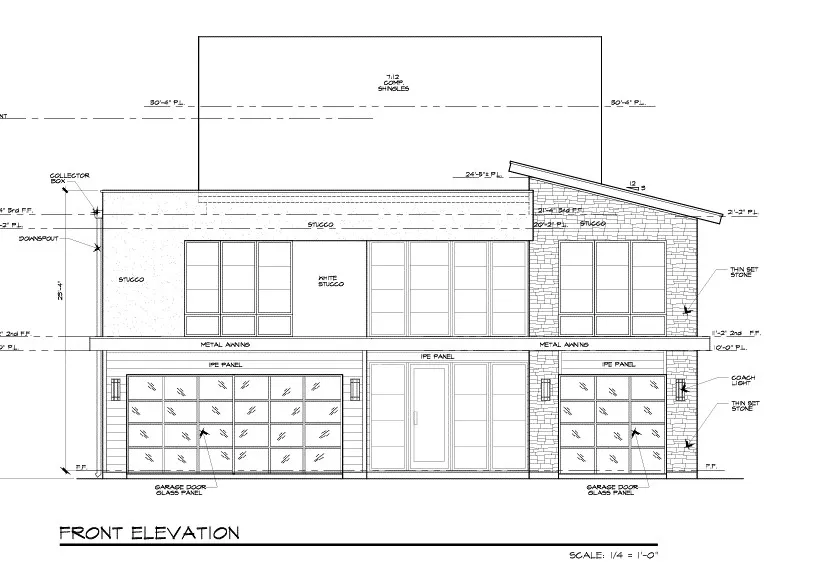 Architectural elevation drawing - full plan set available from builder
