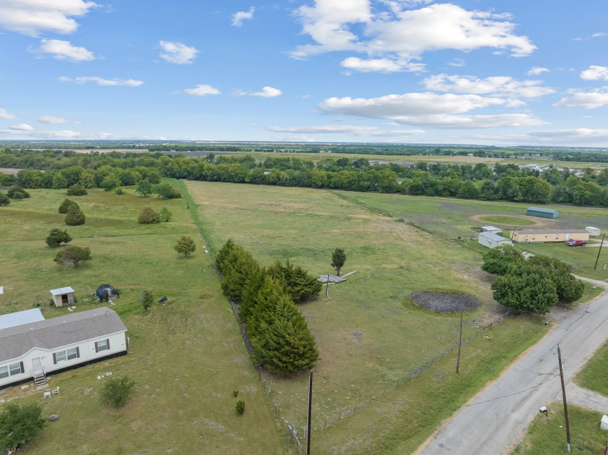 Overview of rural landscape with agricultural land