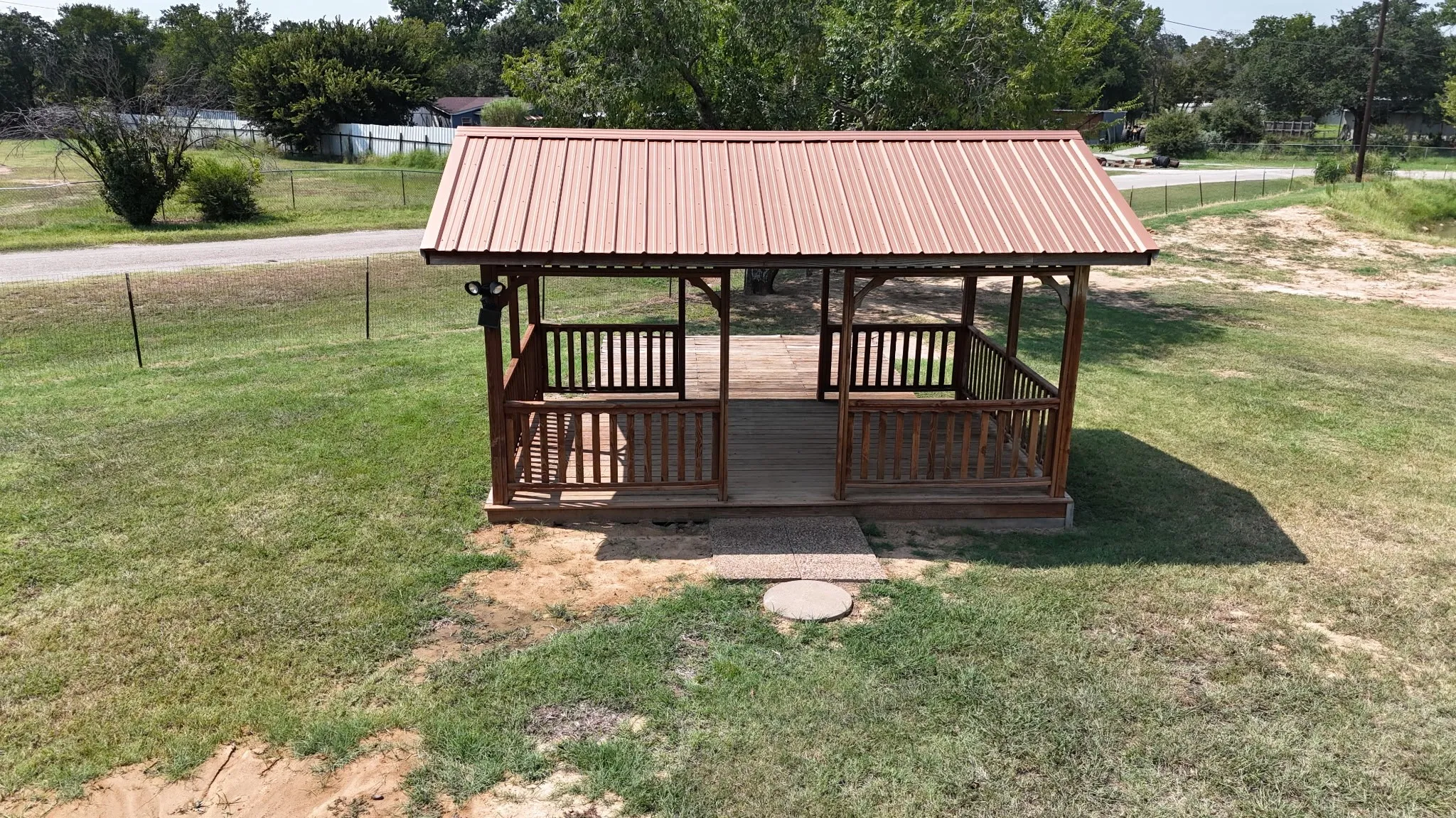 Large gazebo overlooking the pond
