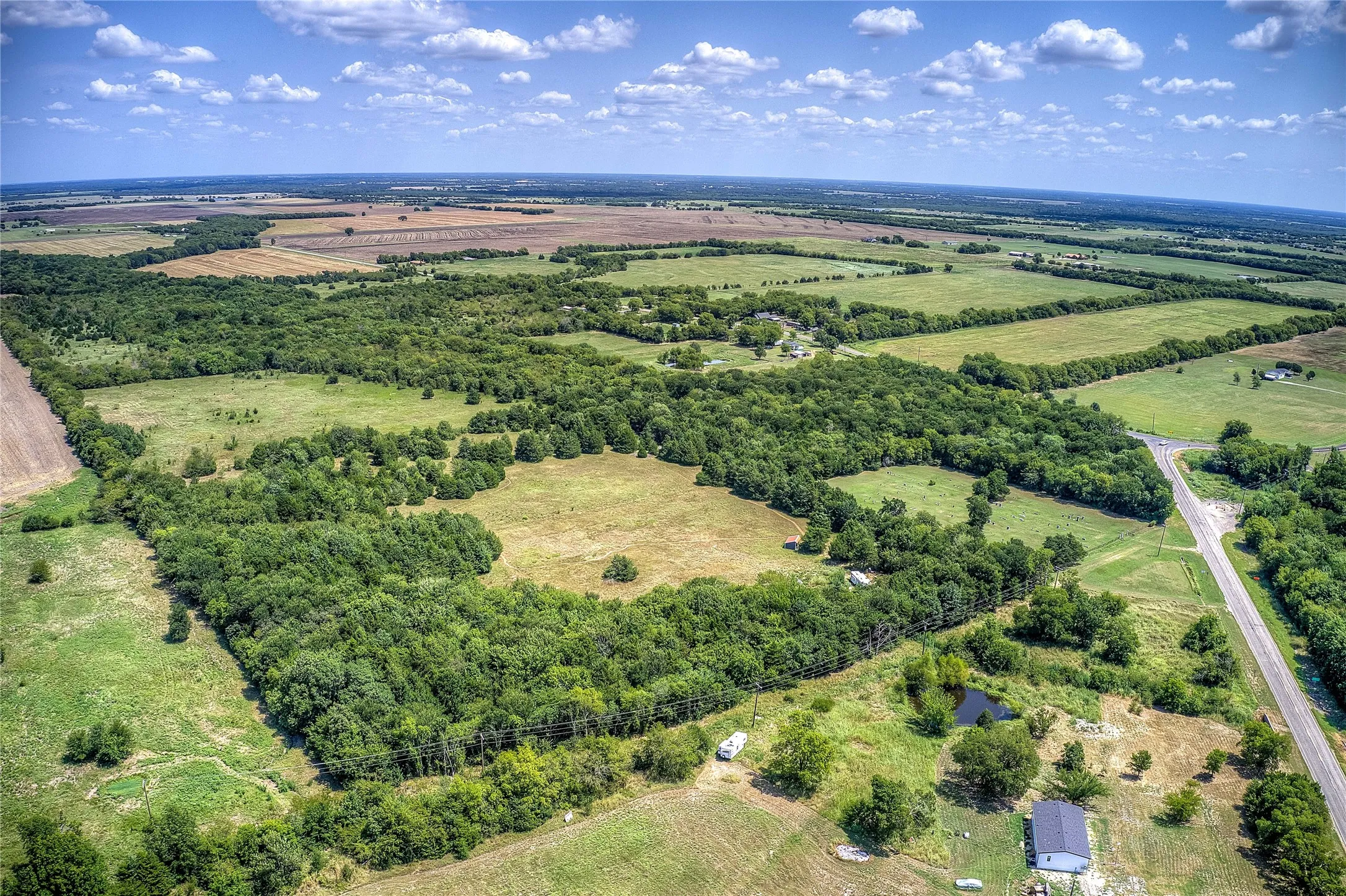Aerial view of sparsely populated area