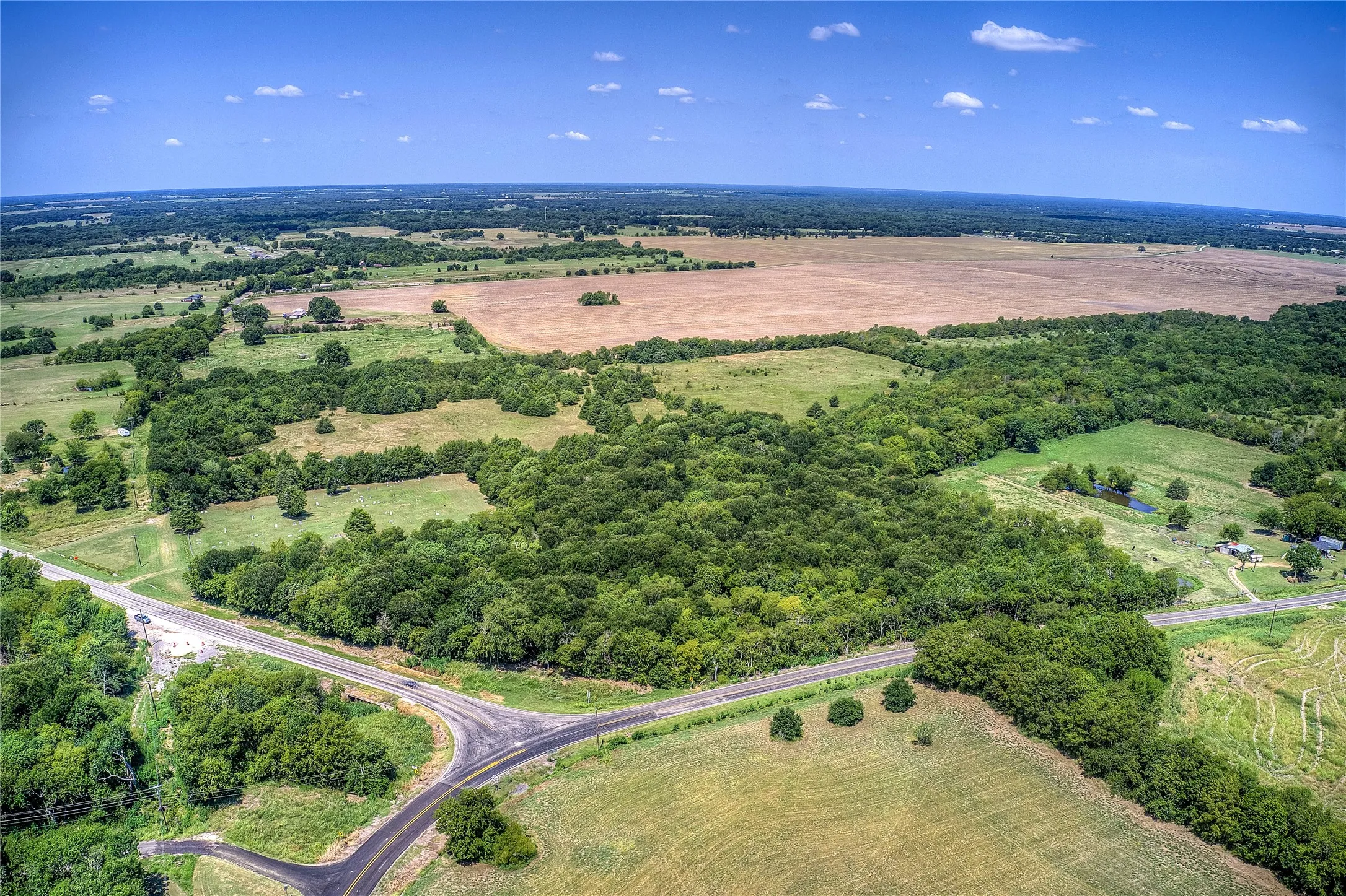 Aerial view of sparsely populated area