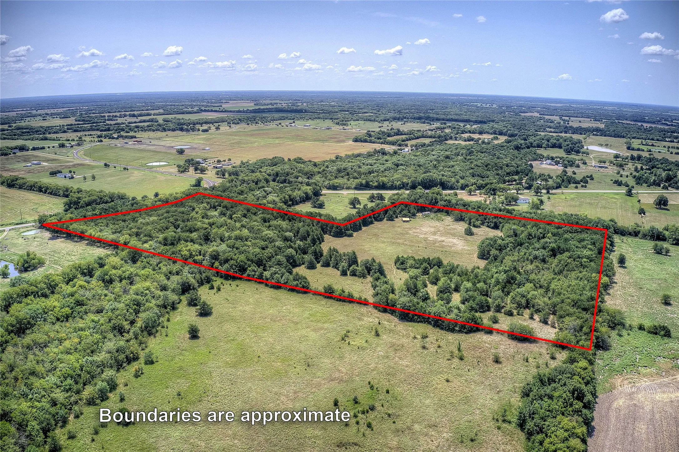 View of rural area with property boundaries highlighted