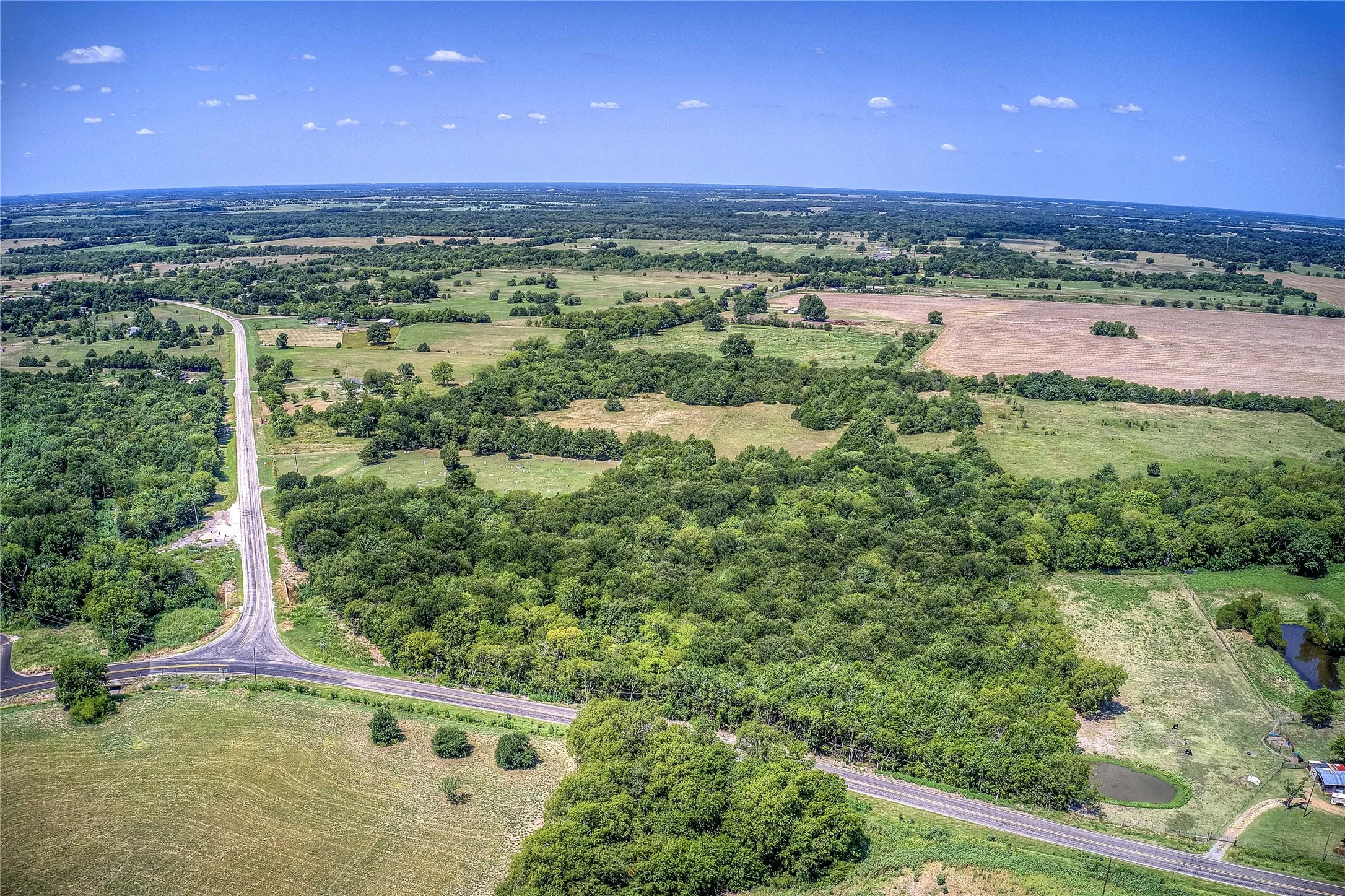 Aerial view of sparsely populated area