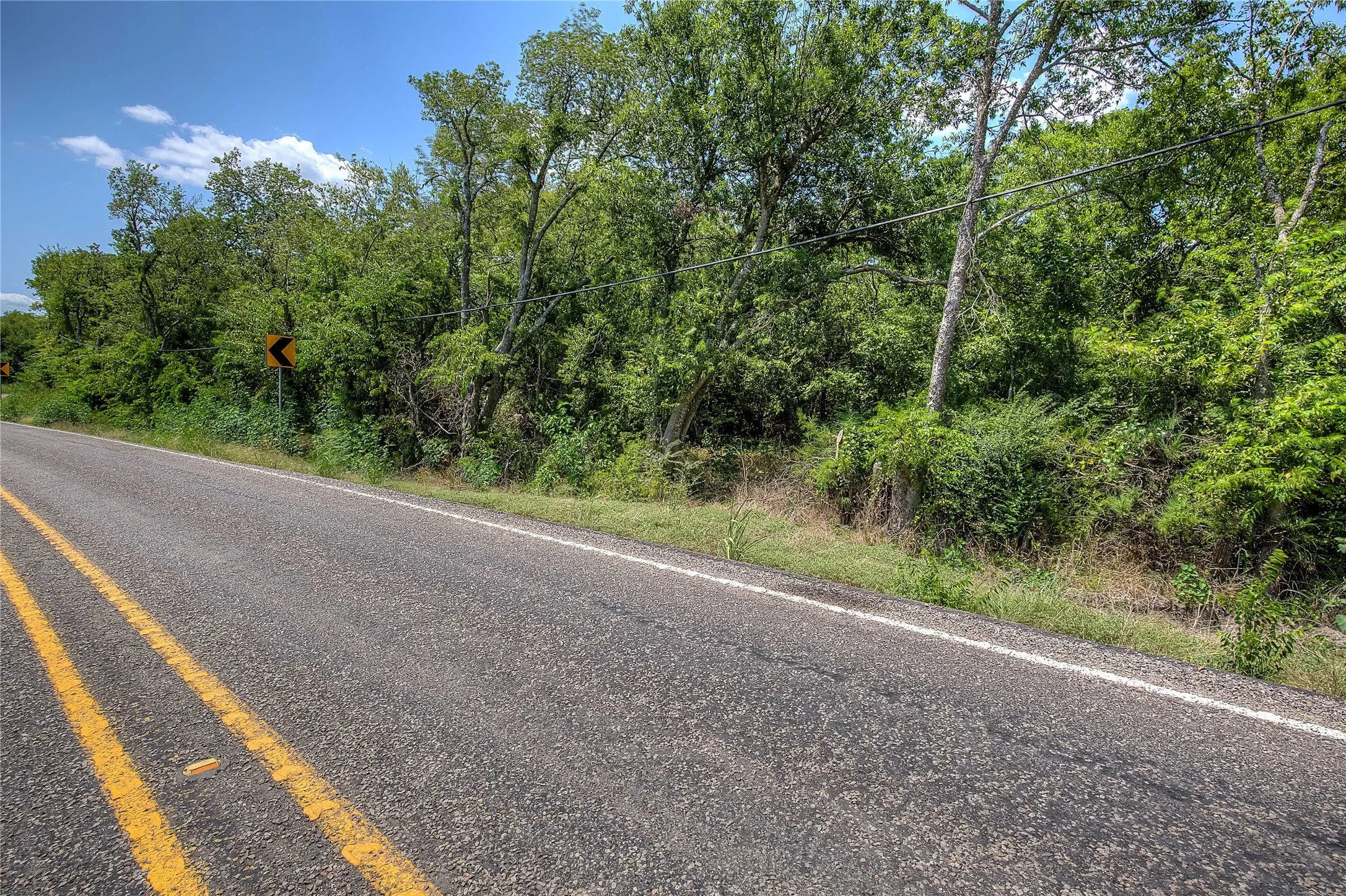 View of asphalt street featuring a forest view