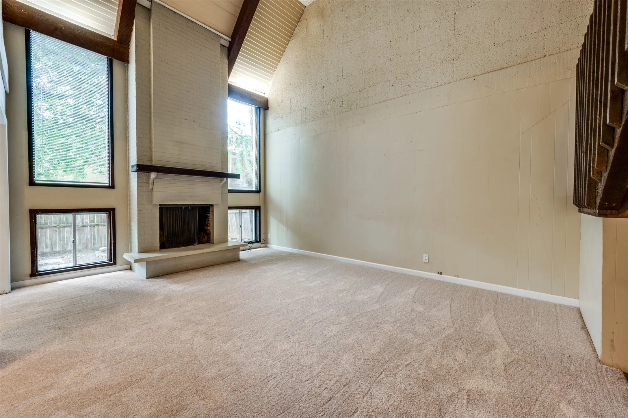 FLOOR TO CEILING WOOD BURNING FIREPLACE~