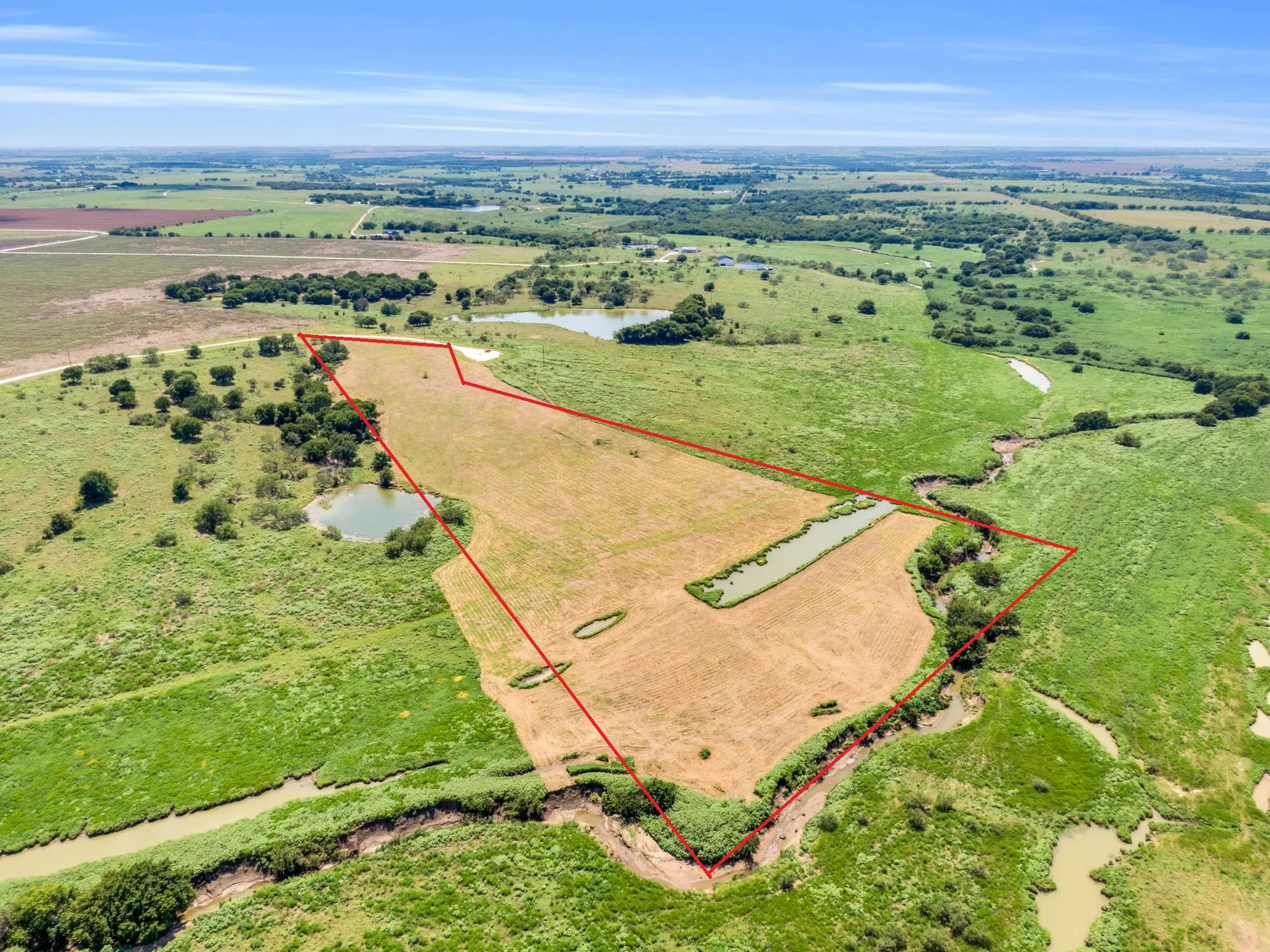 Approximate rear overview of property boundaries relative to the pond, stream and cul-d-sac