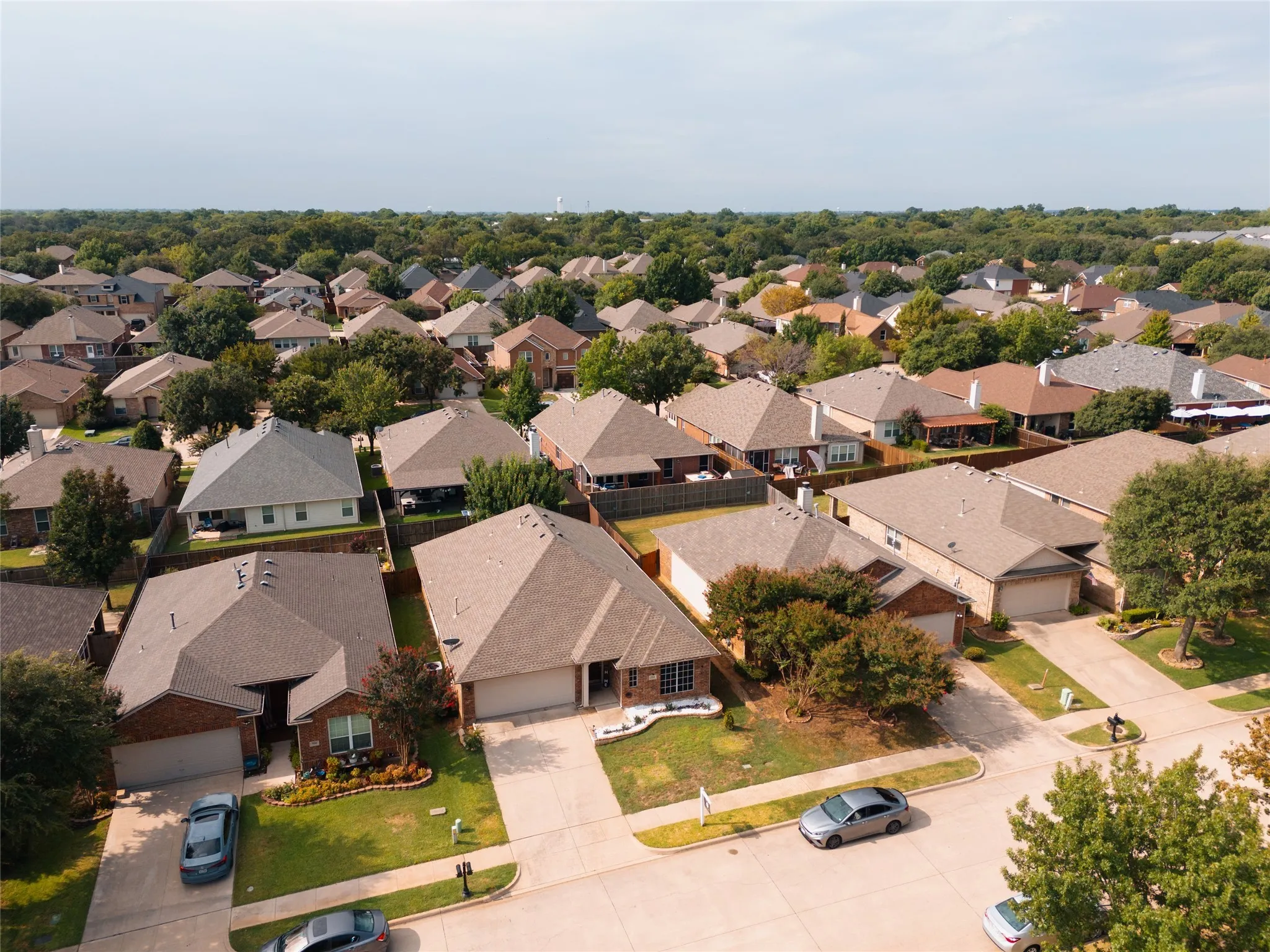 Aerial perspective of suburban area