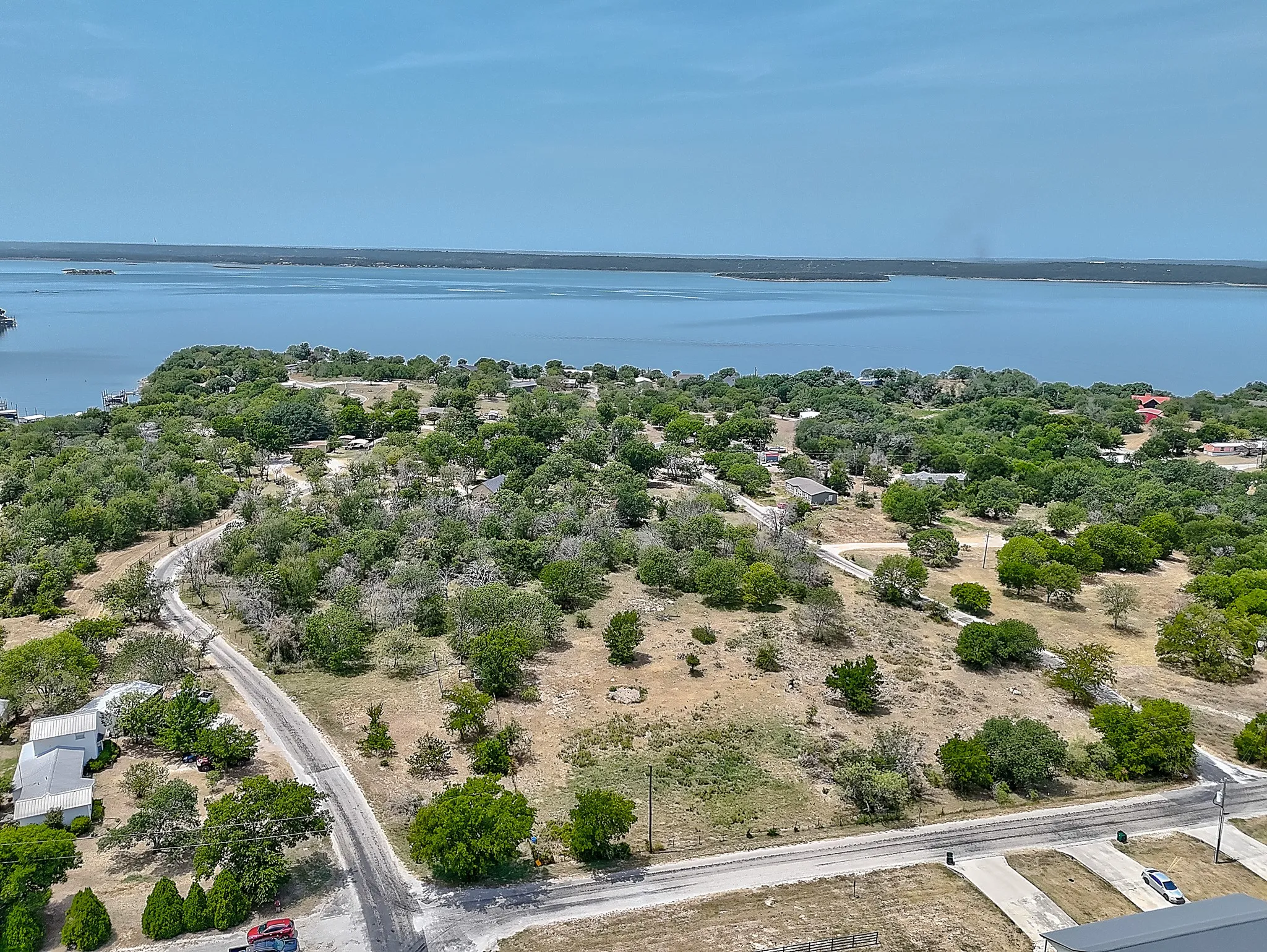 Aerial view of a large body of water