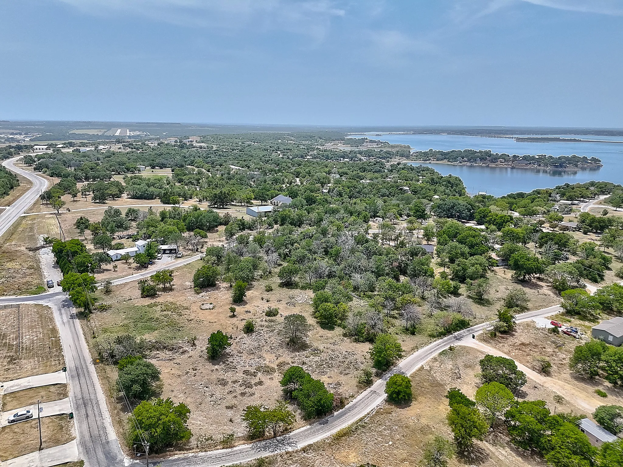 Aerial view of a large body of water