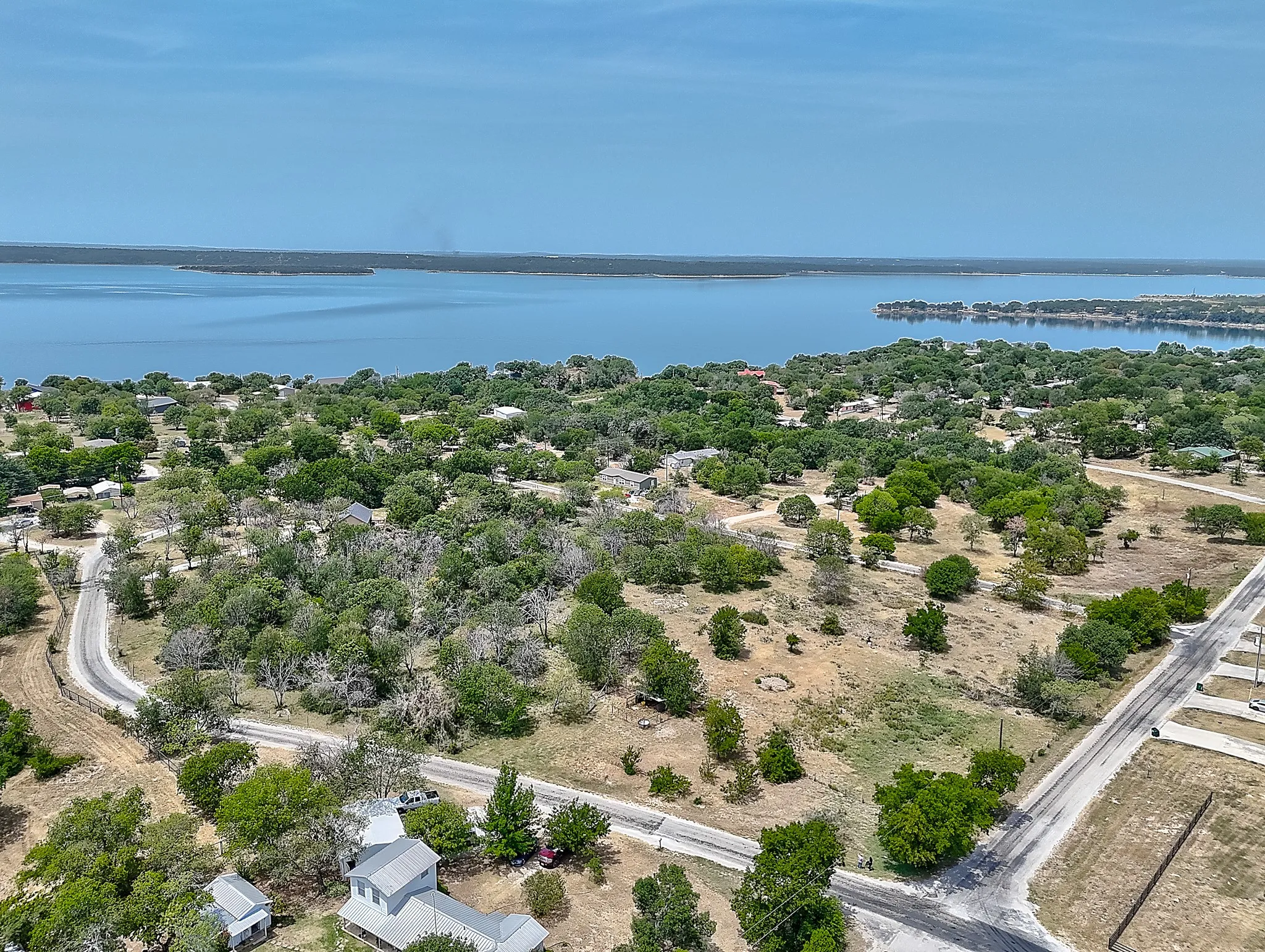 Bird's eye view of a nearby body of water
