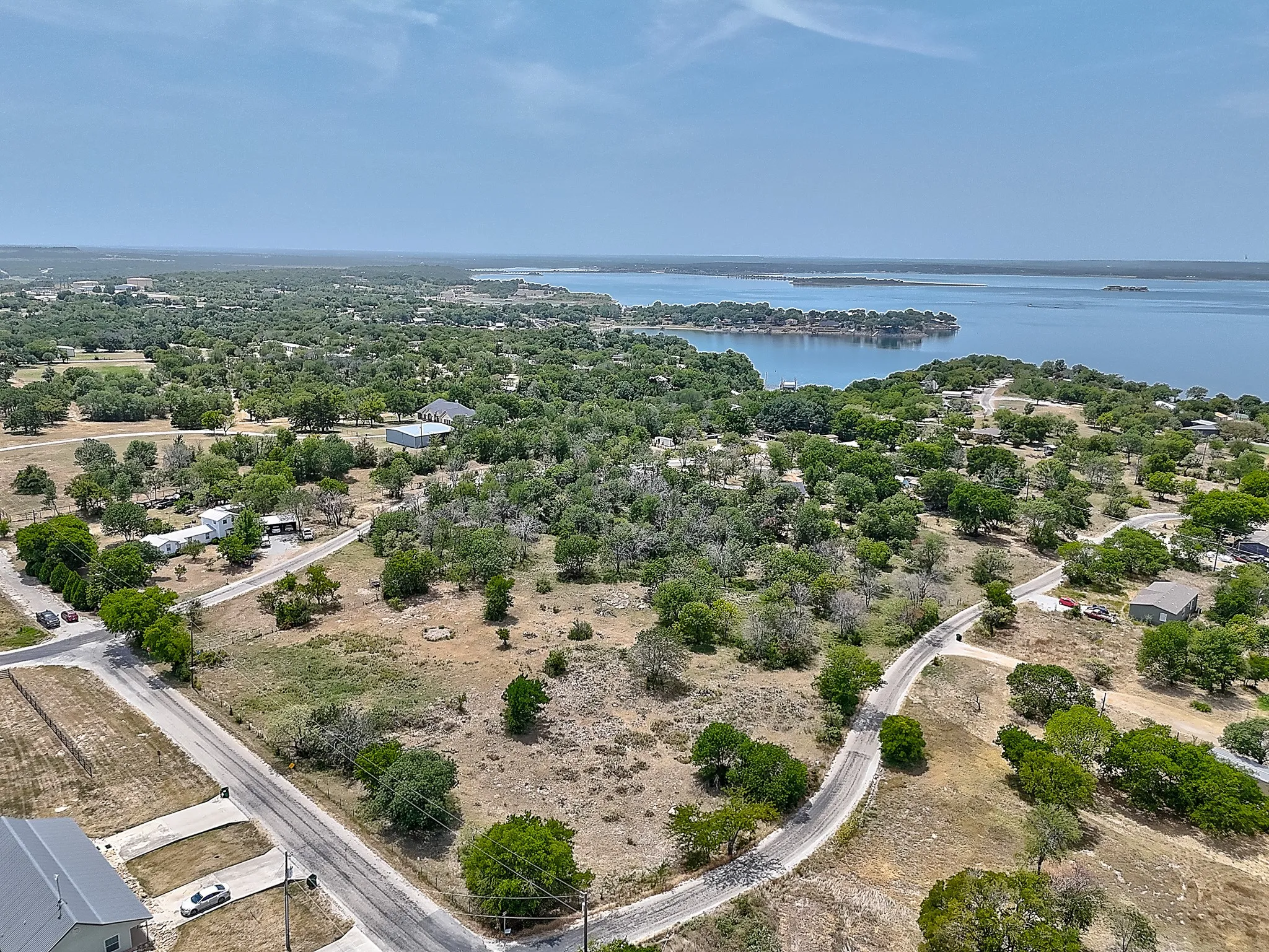 Aerial view of a large body of water