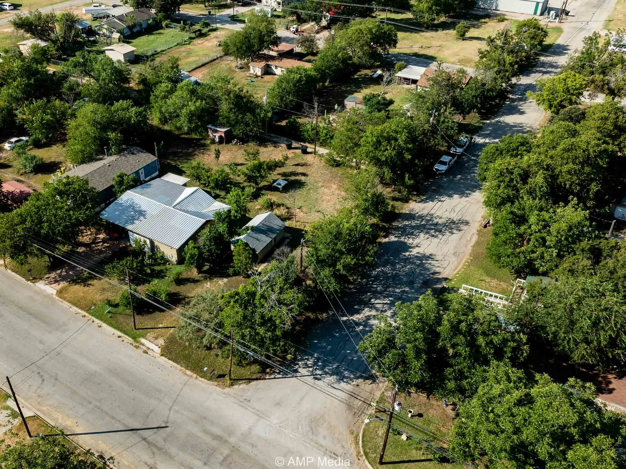 Aerial perspective of suburban area