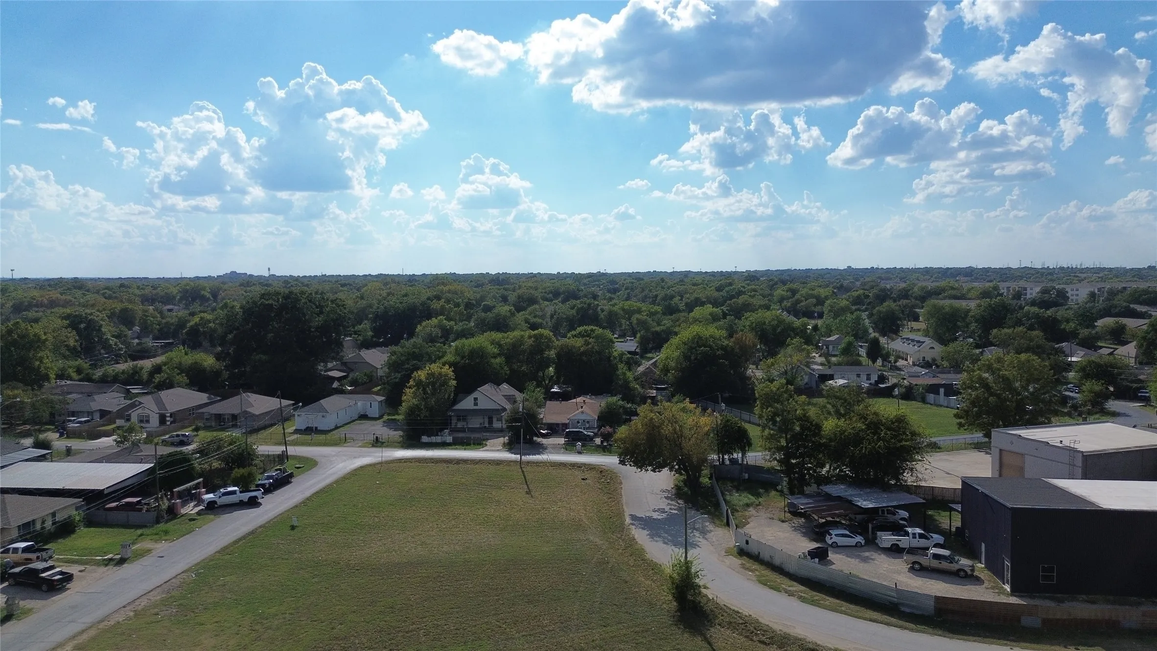 Aerial perspective of suburban area