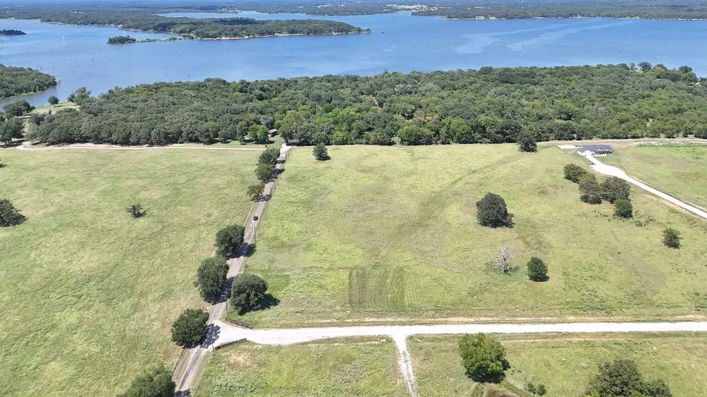 Aerial view of a nearby body of water
