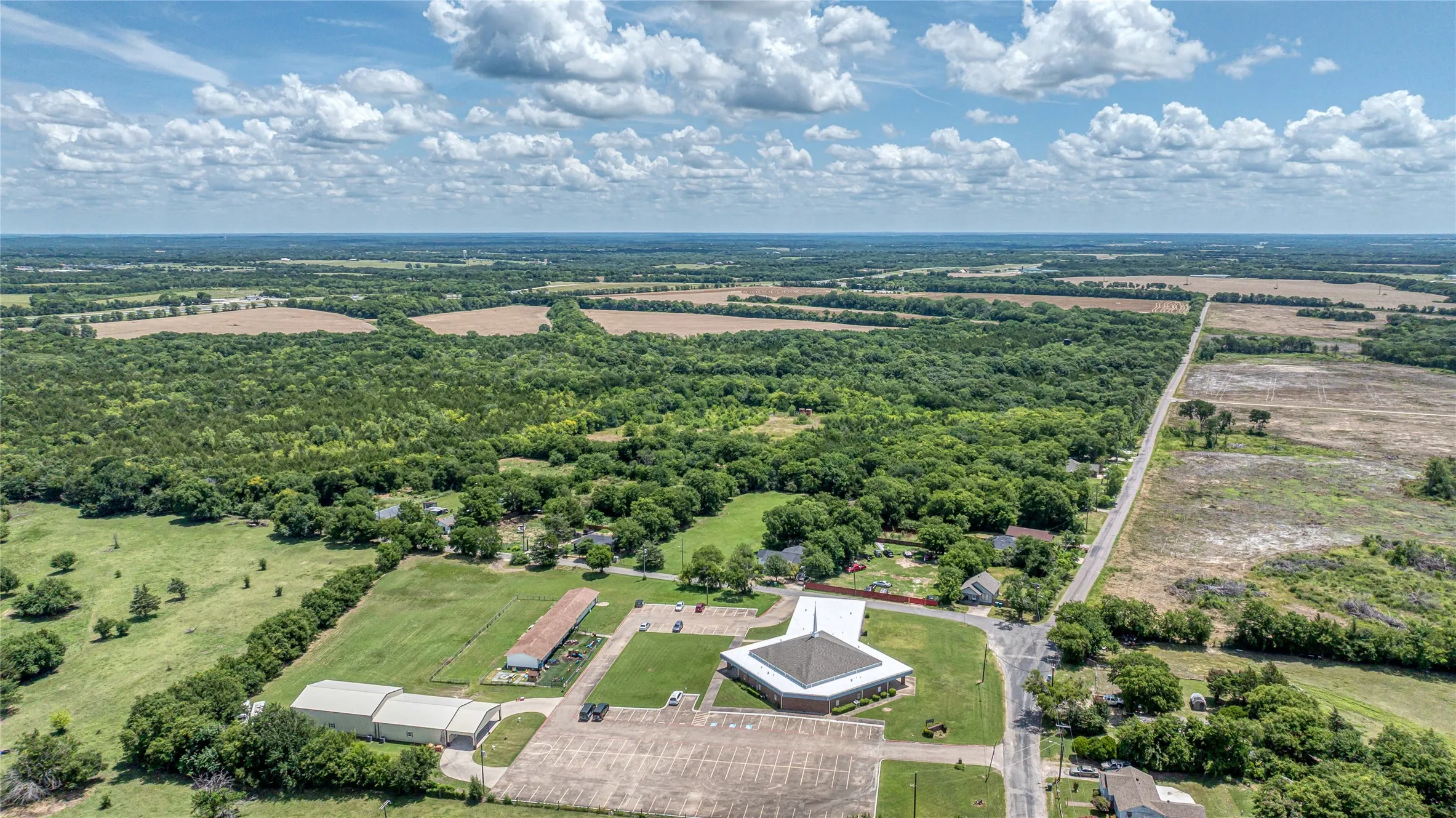 Aerial view of sparsely populated area
