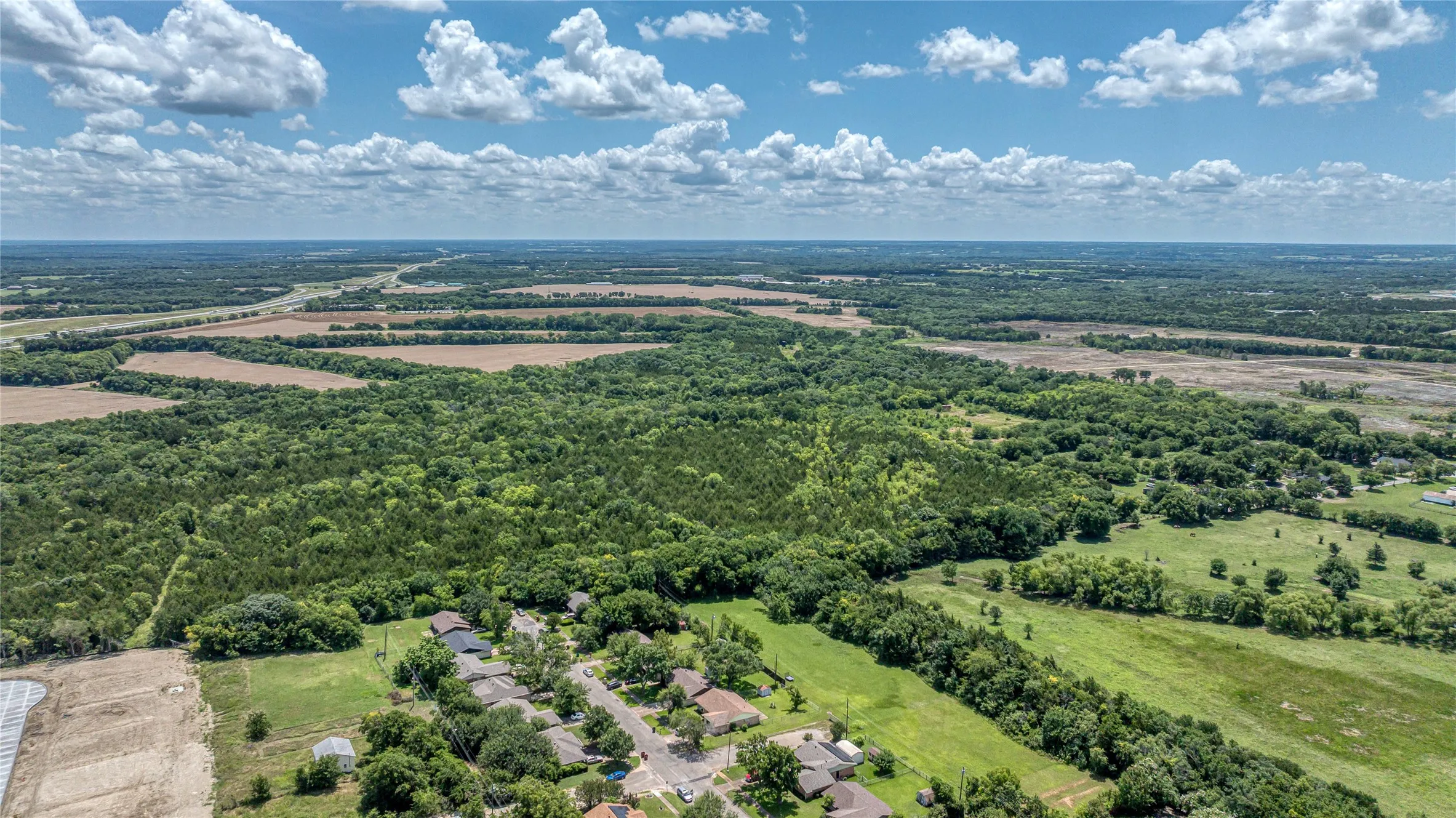 Aerial perspective of suburban area