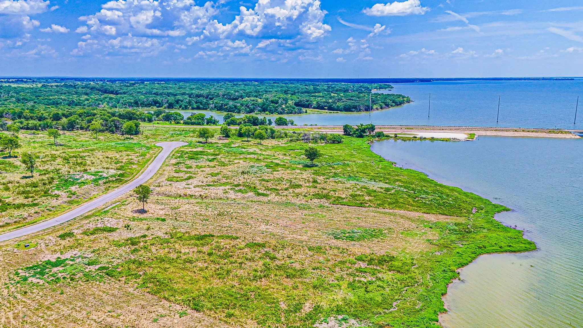 Aerial view of a large body of water