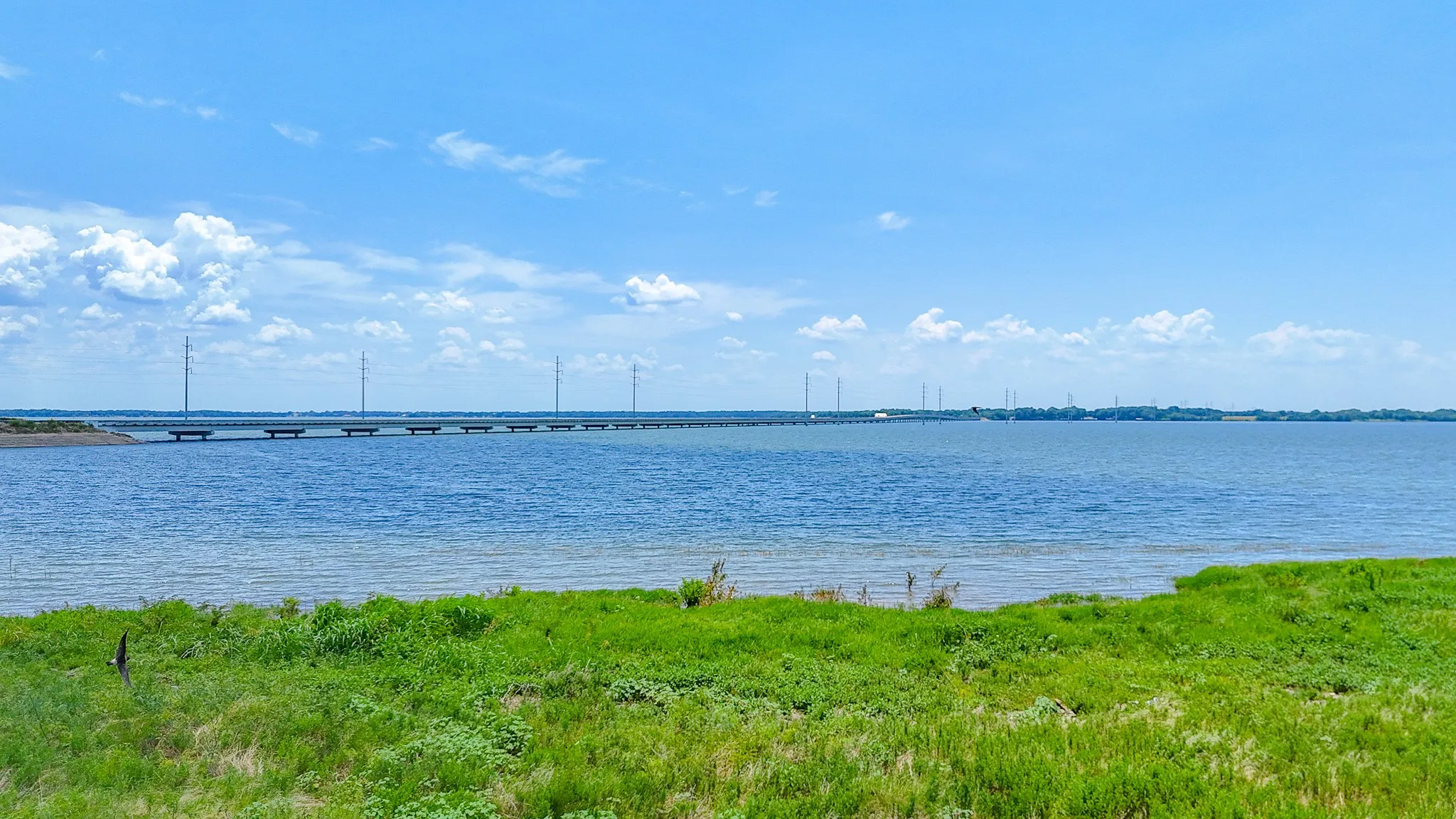 Water view with a notable bridge