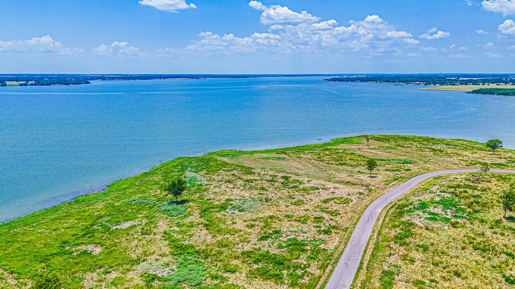 Aerial view of a large body of water