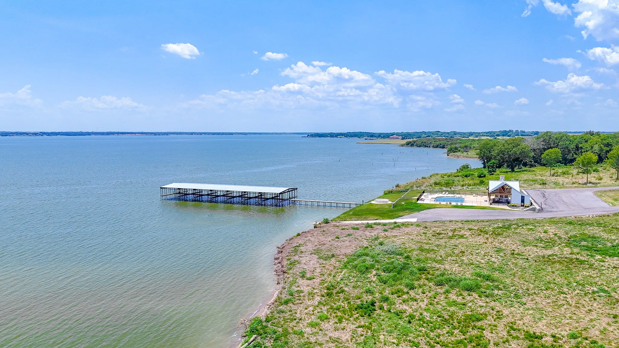 Aerial view of a large body of water