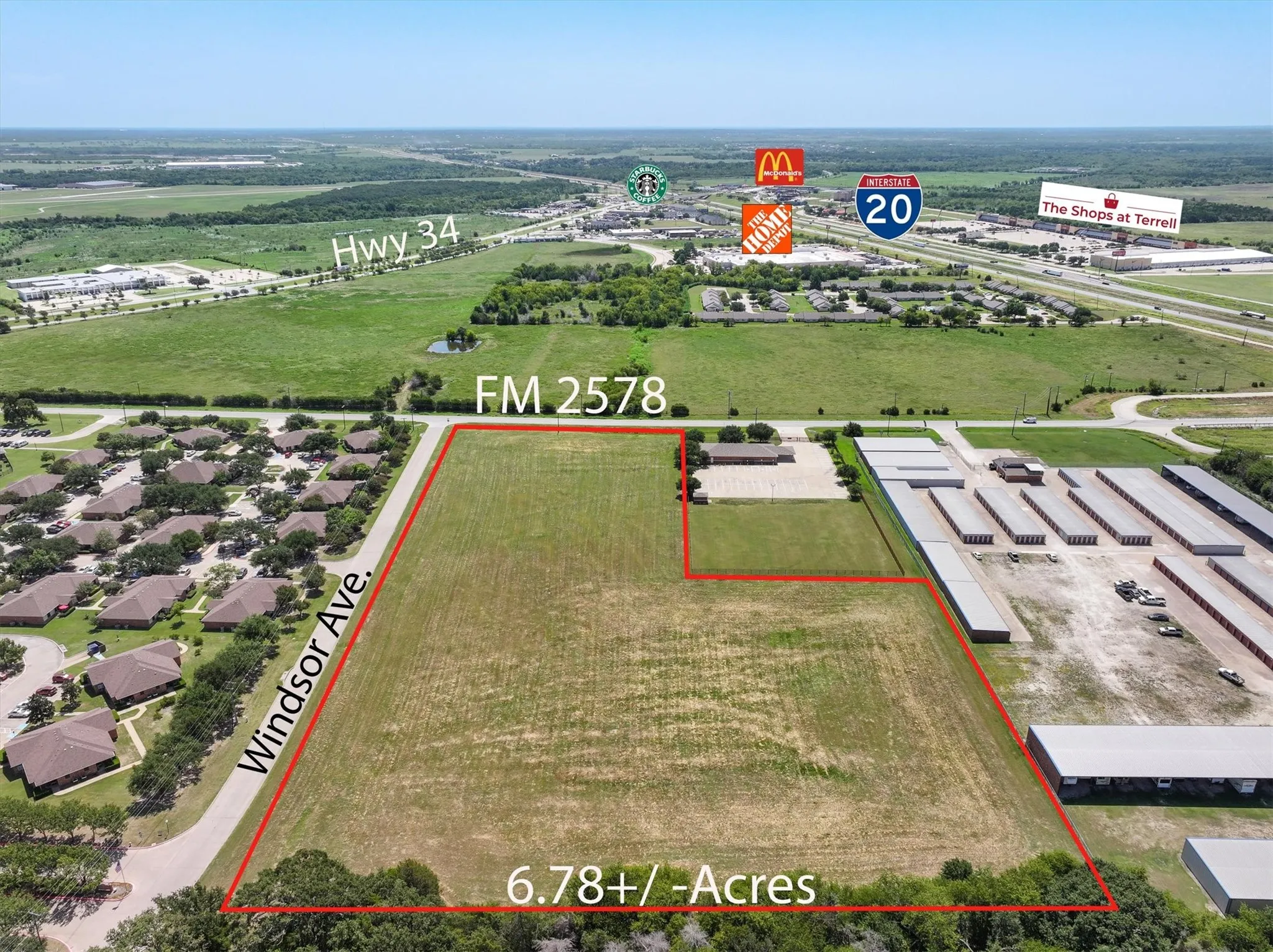 View from back side of property looking South. Near I-20, SH 34, inside City Limits of Terrell.