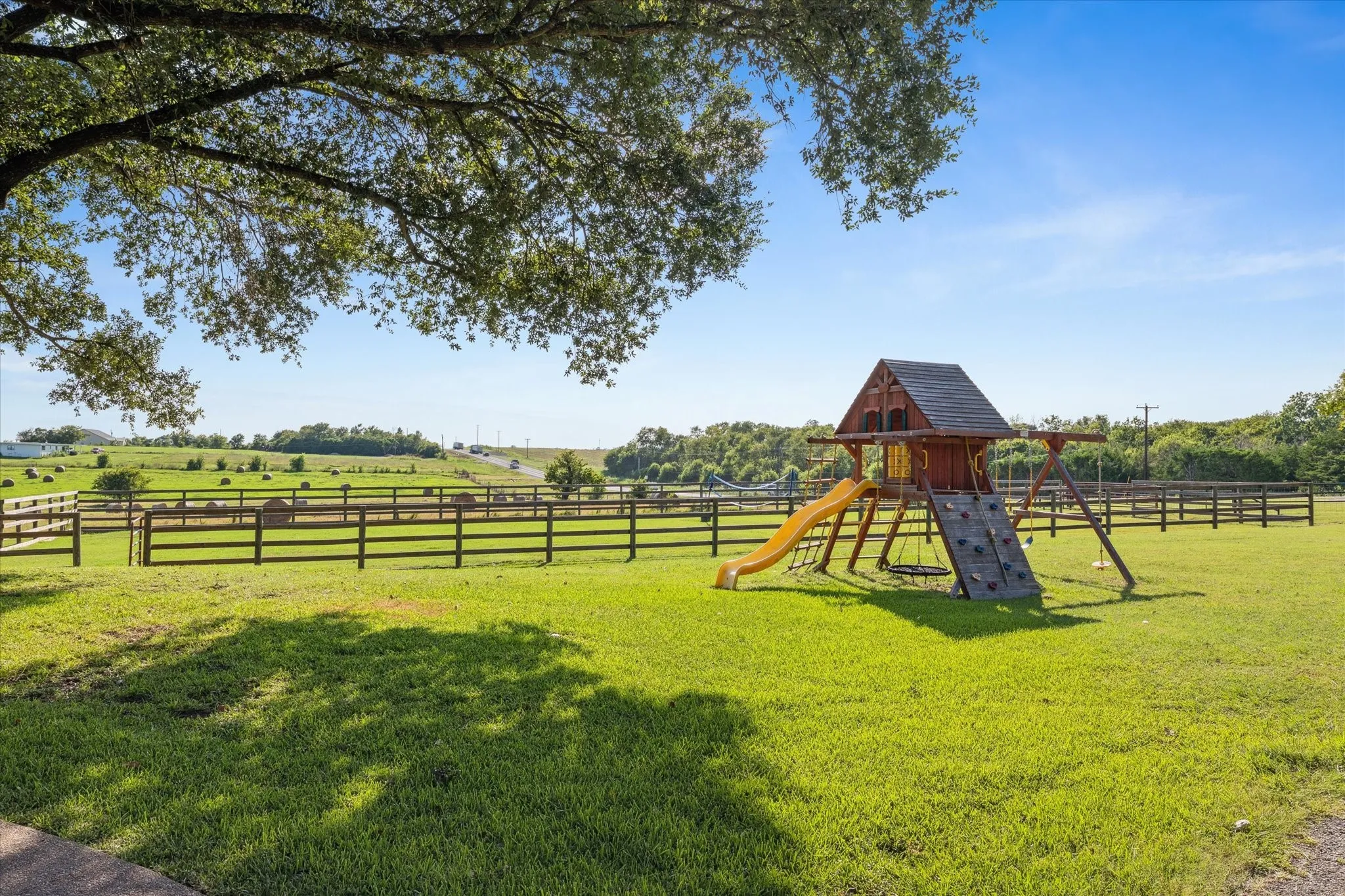 View of play area with a view of countryside