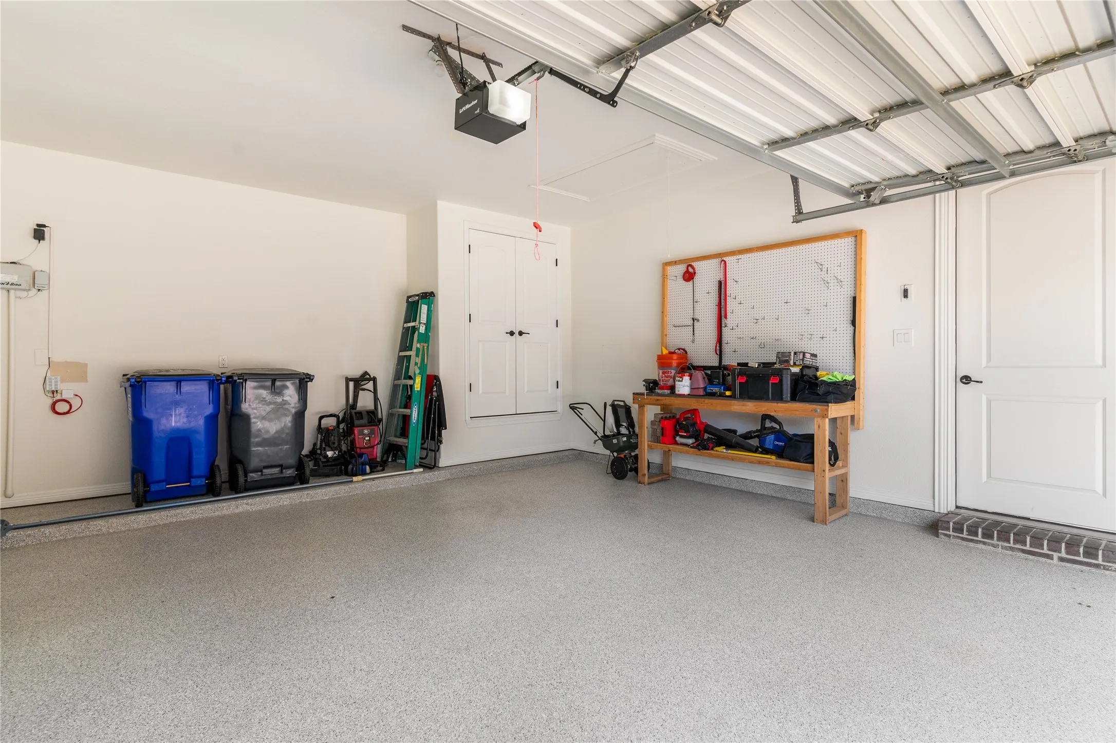 Garage with epoxy flooring