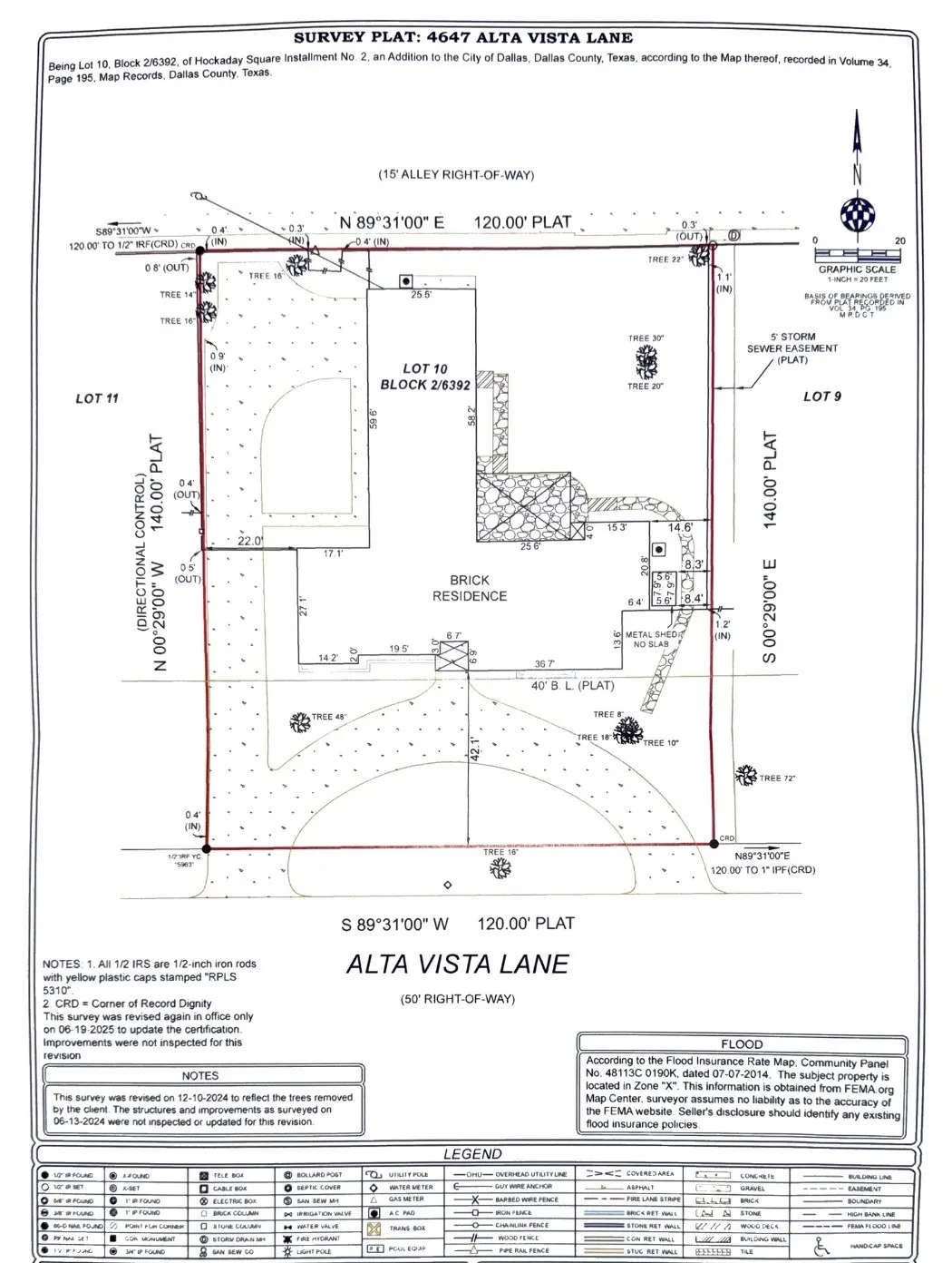 Old survey from when a house was on the lot