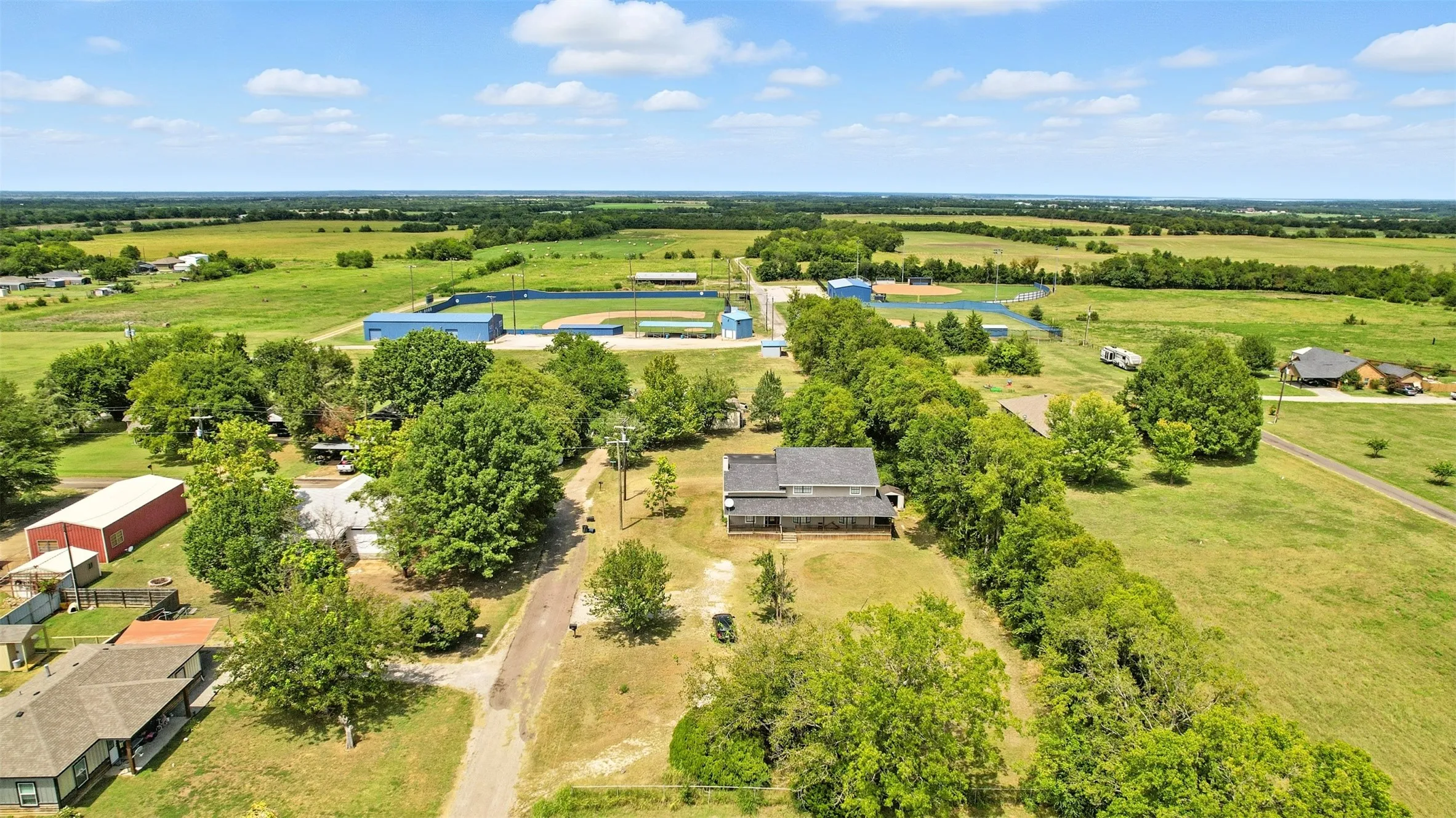 Aerial view of sparsely populated area