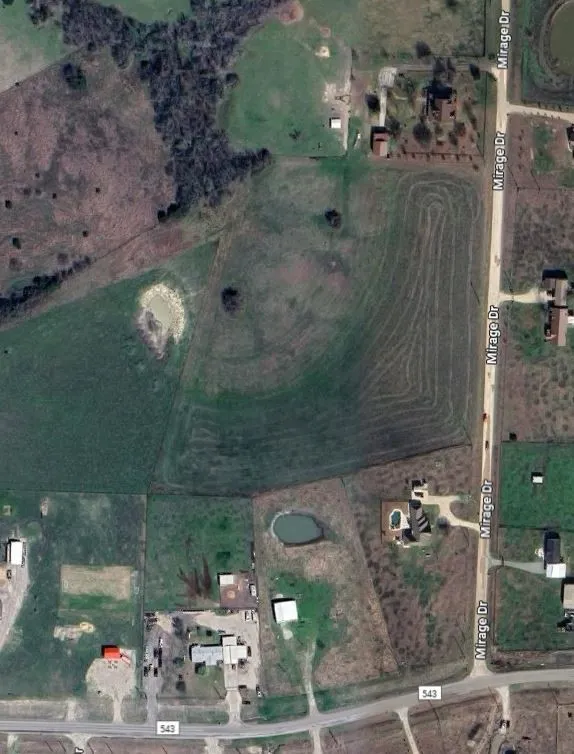 Google image Aerial showing County Road 543 & Mirage Dr