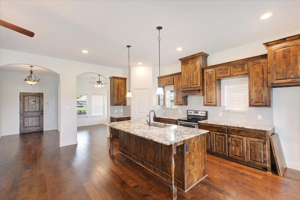 Kitchen view looking towards front entry