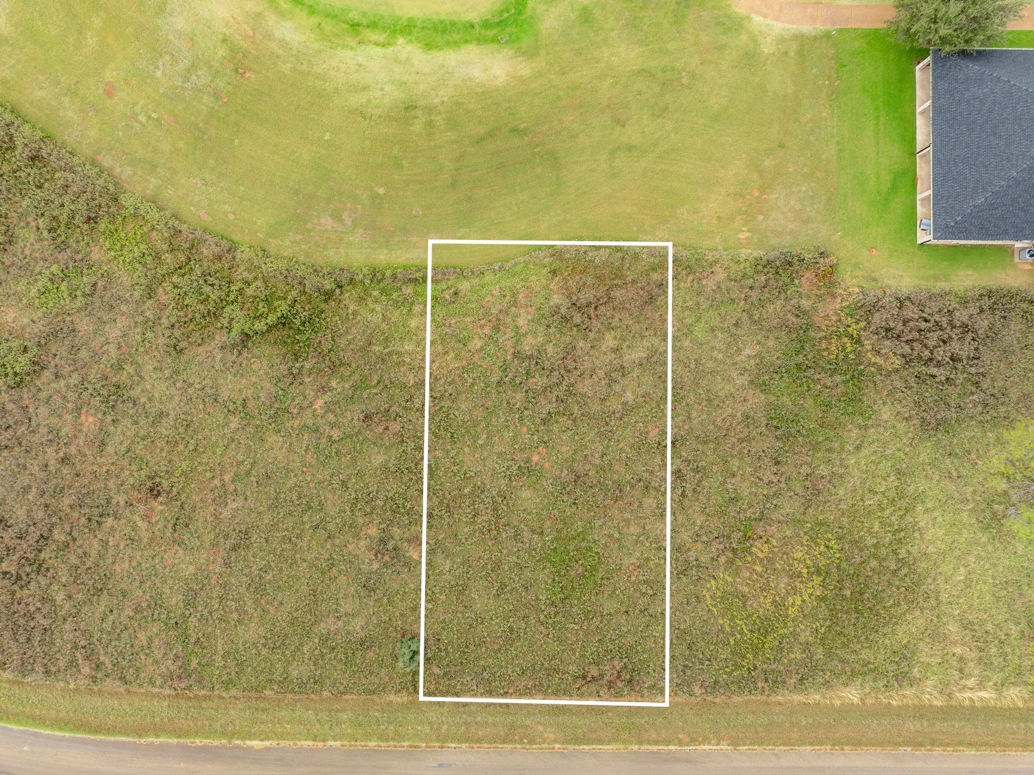 Aerial view of property's location with property boundaries highlighted