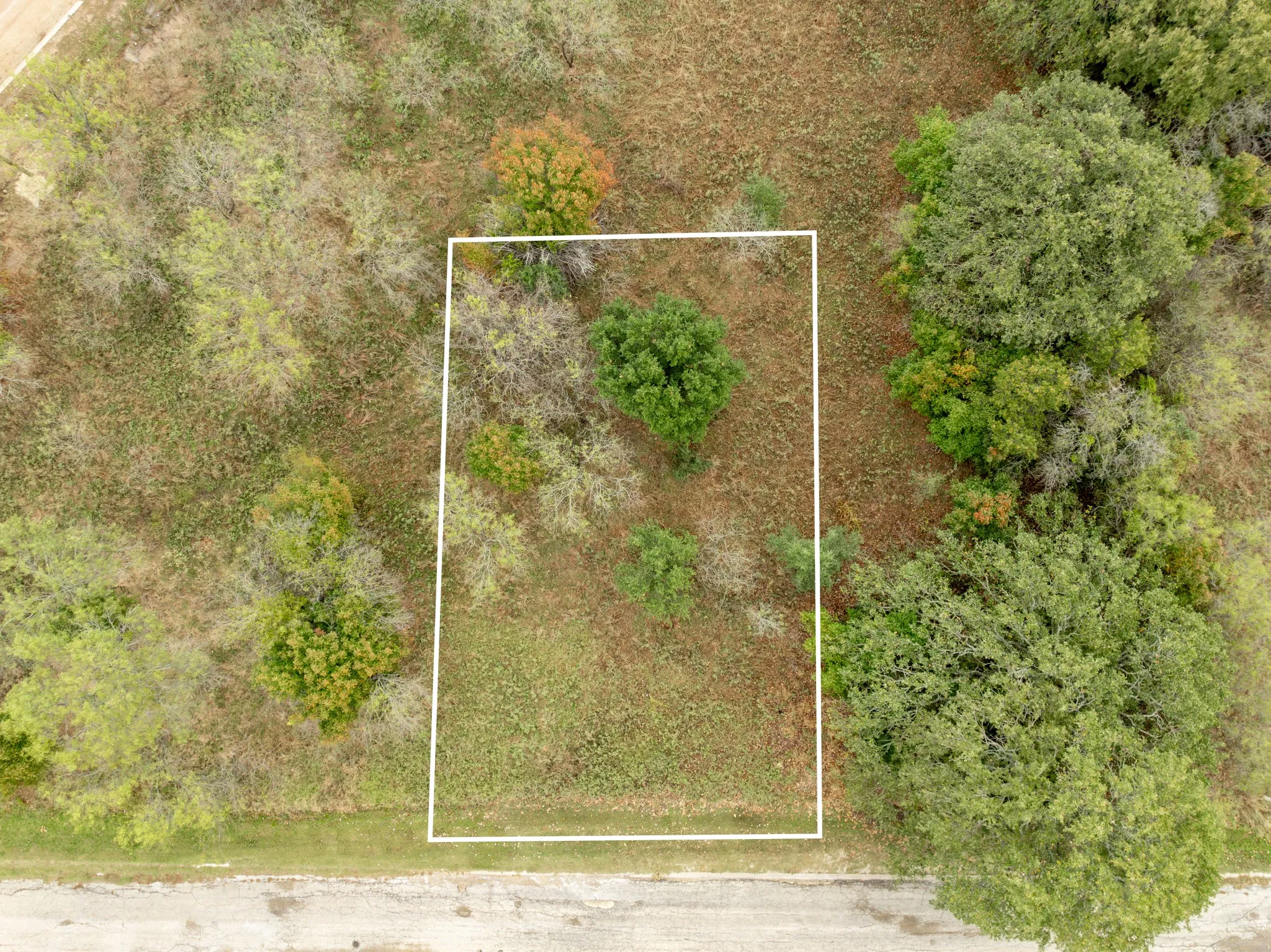 Aerial view of property's location with property boundaries highlighted