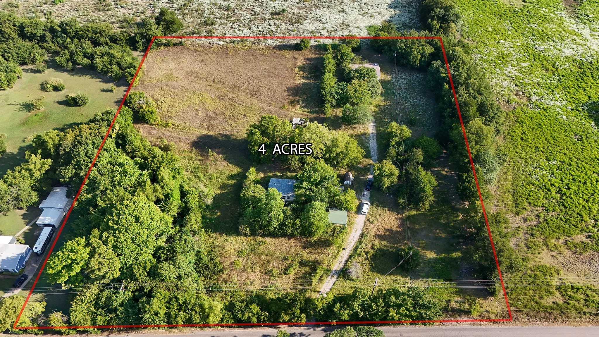 Aerial overview of property's location with property boundaries highlighted