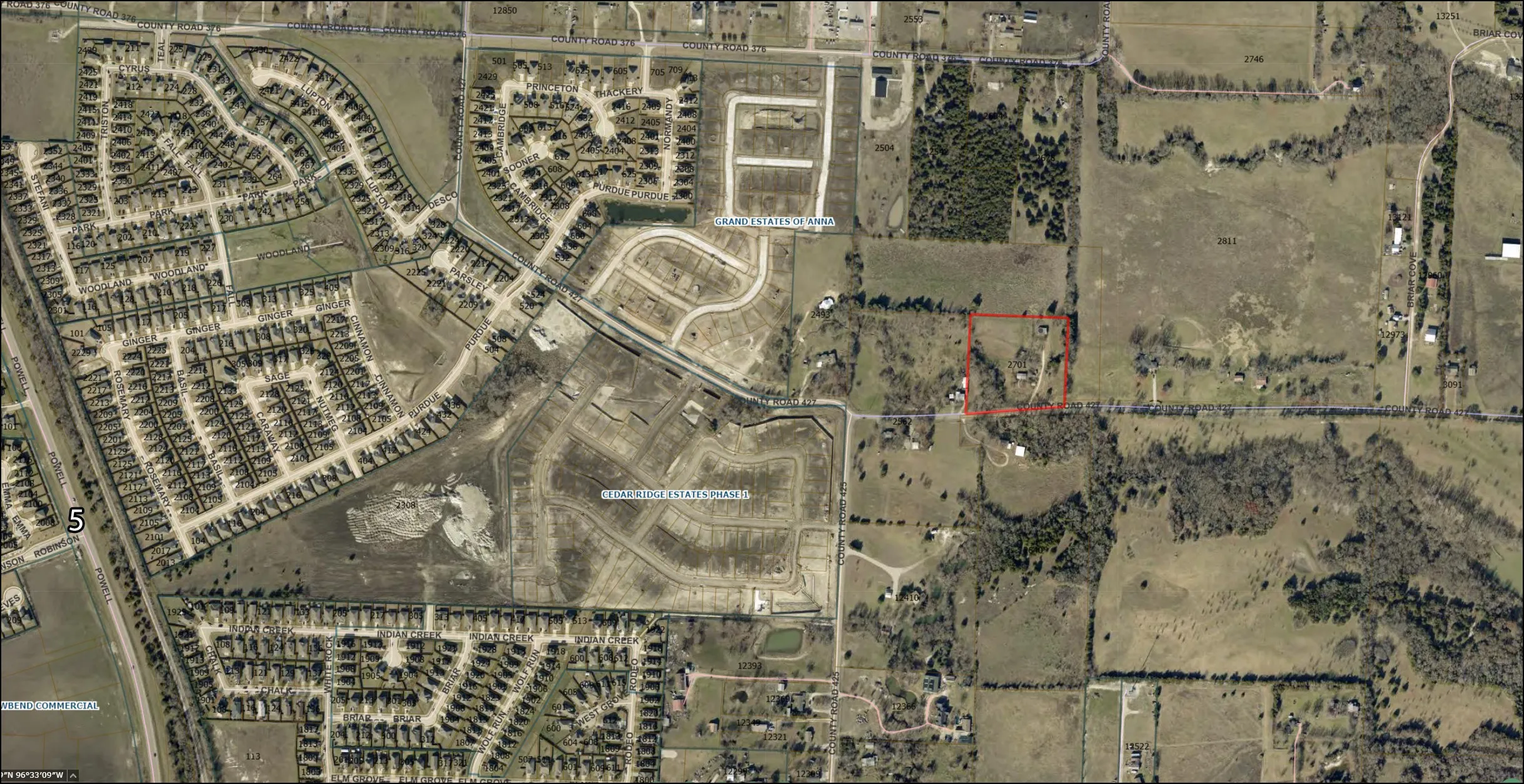 Map / location featuring property parcel outlined