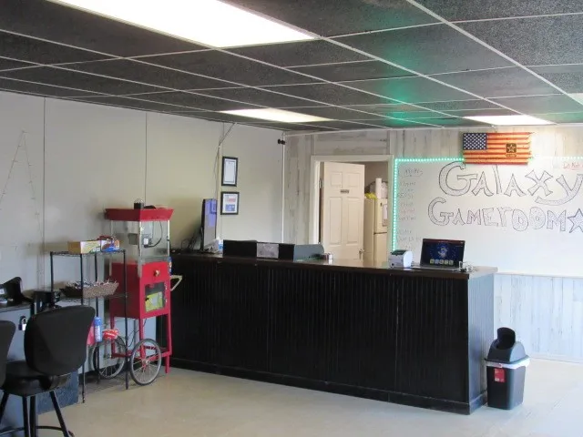 Reception desk area.