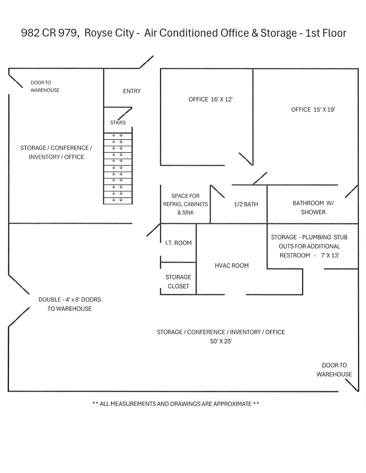 1st floor plan - office - storage - 2 restrooms