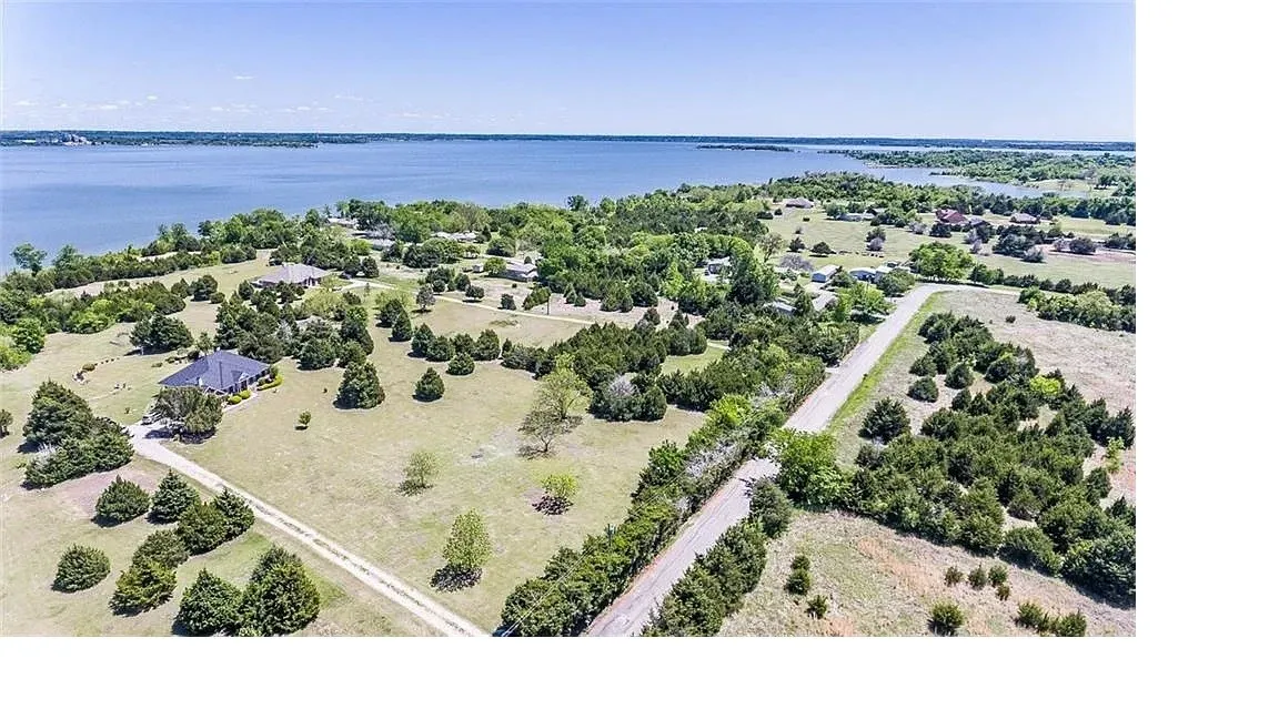 Aerial view of a nearby body of water
